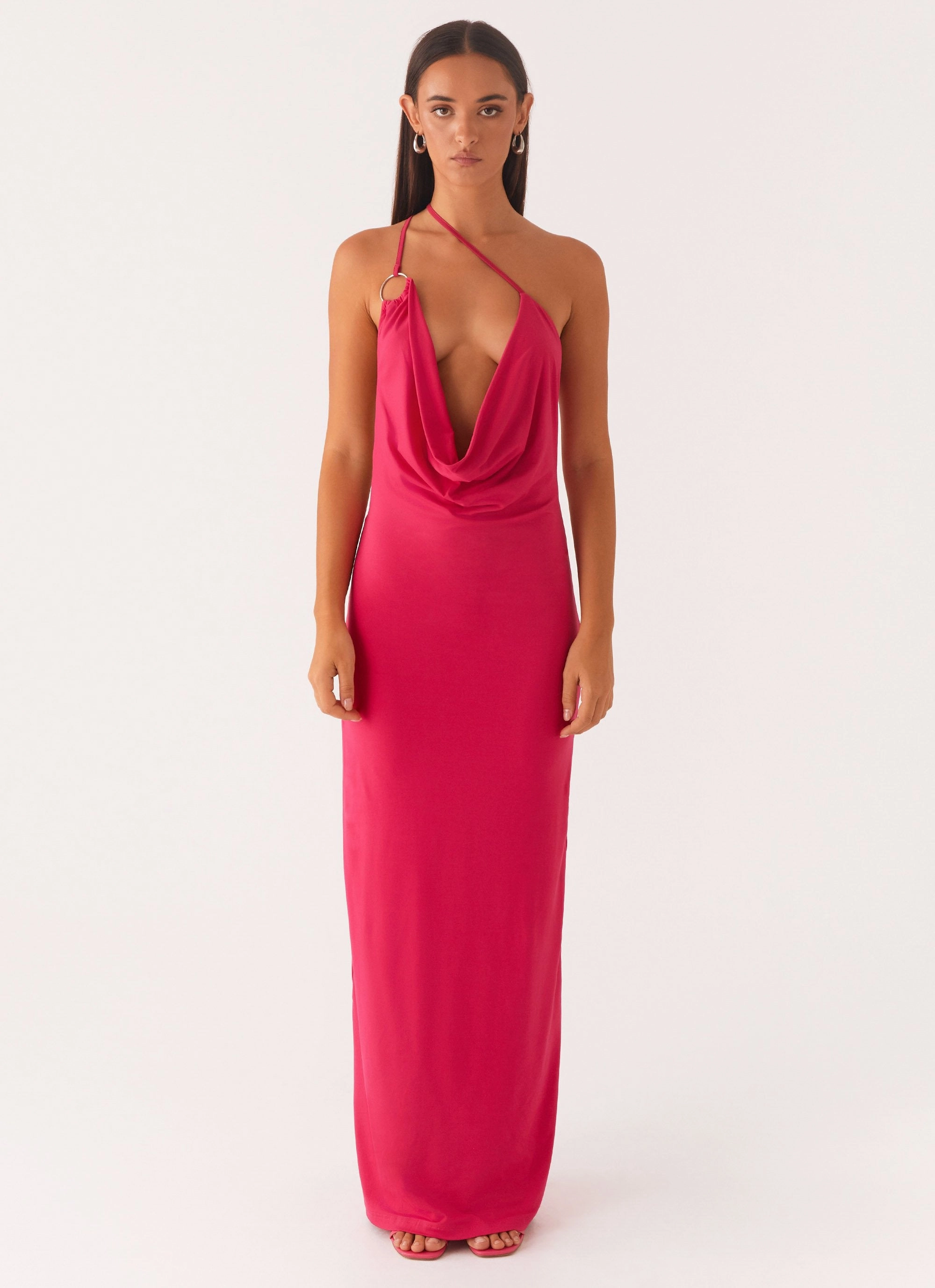 Jayla One Shoulder Maxi Dress - Fuchsia Simple Yet Elegant Soft Comfort
