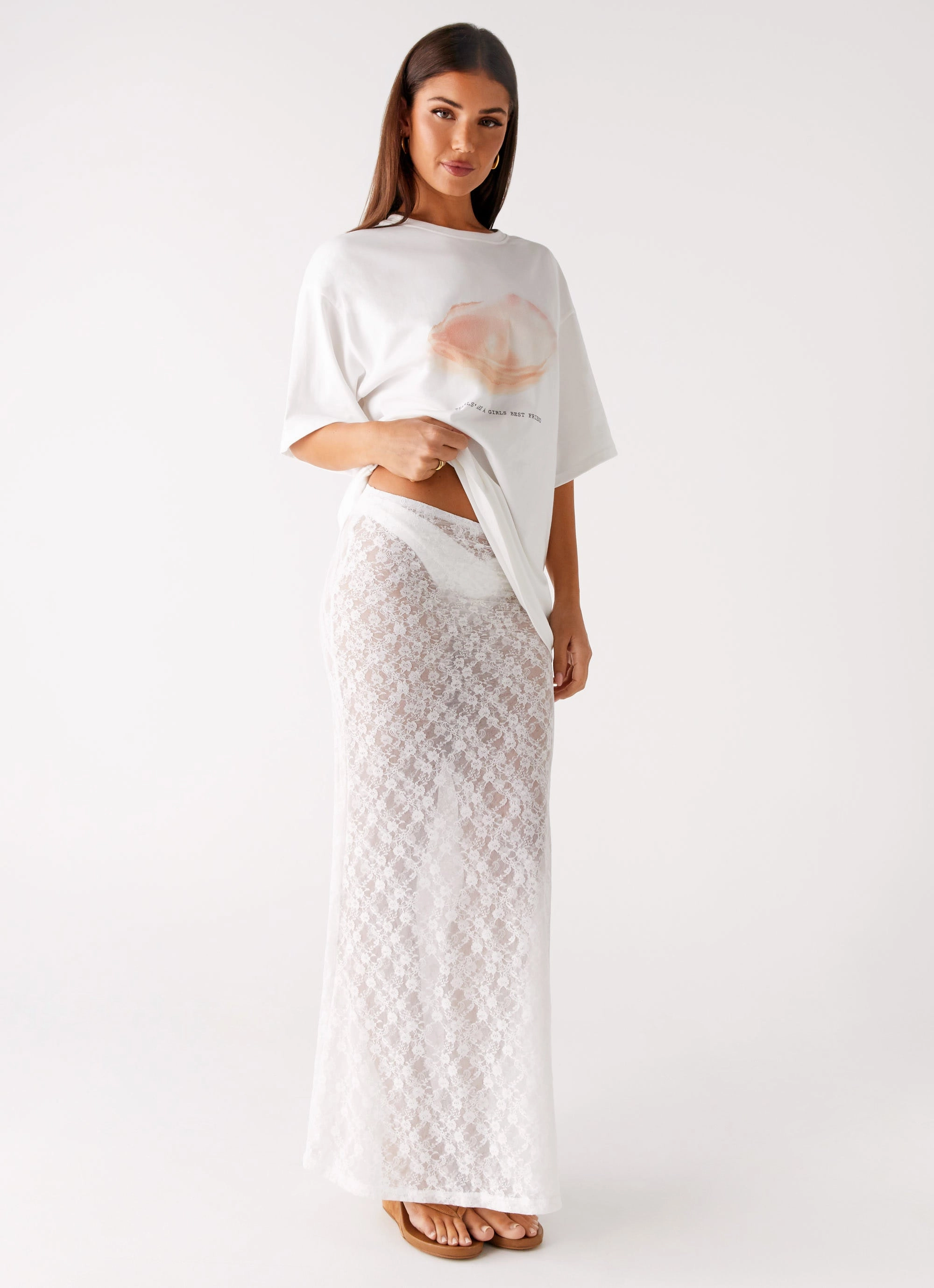 FlexFoamPadding Jaz Lace Maxi Skirt - White
