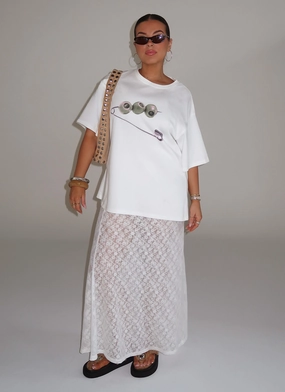 Flexible Durability Jaz Lace Maxi Skirt - White