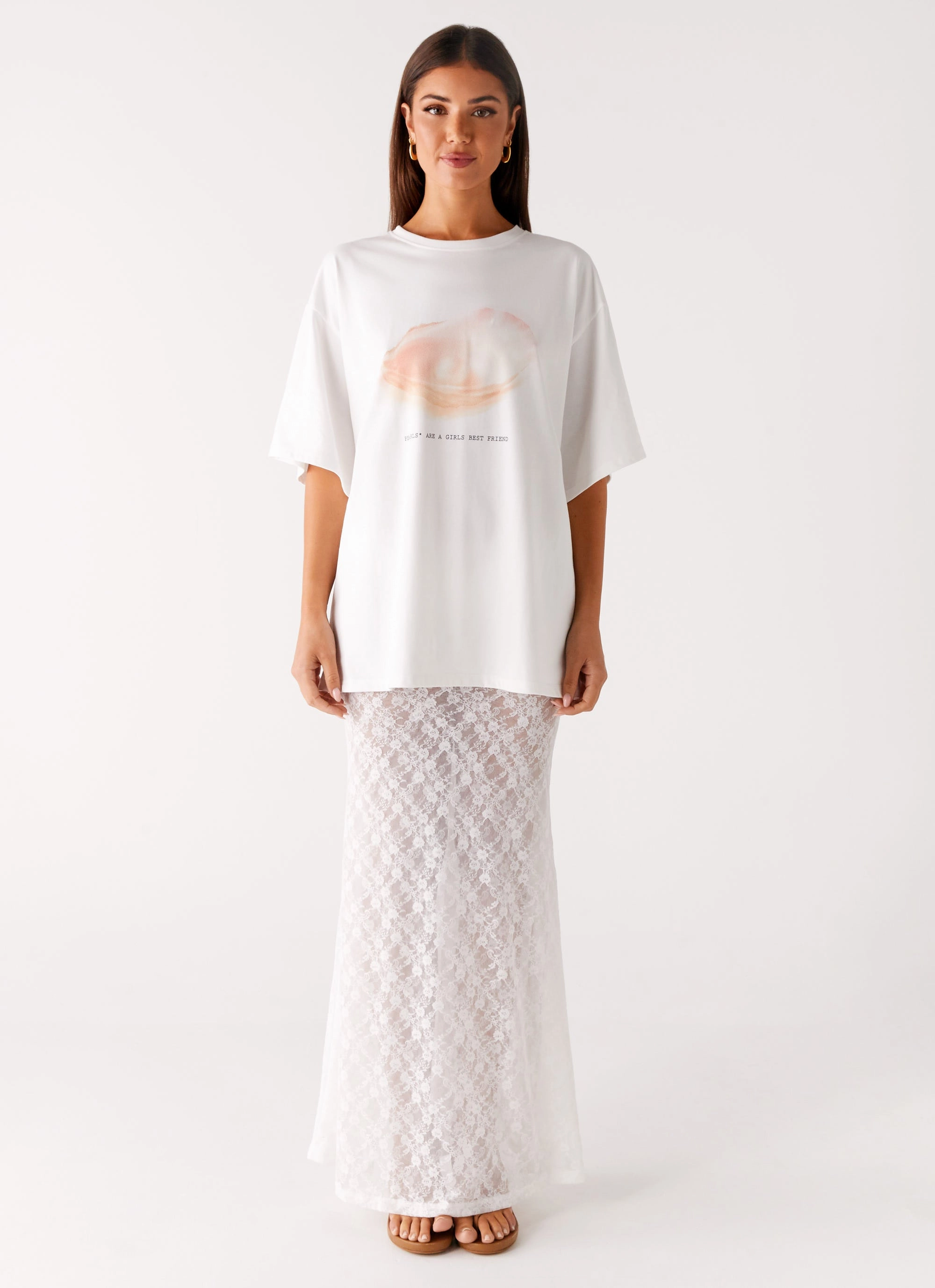 Jaz Lace Maxi Skirt - White stain guard