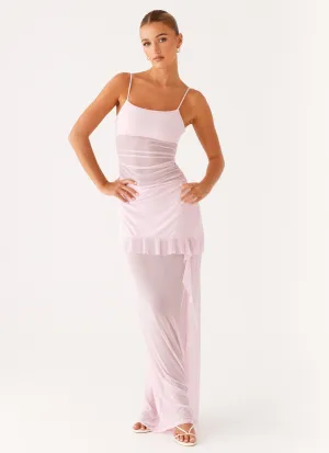 Jenni Ruffle Maxi Dress - Pink Effortless Layer Wear Clean Stitch
