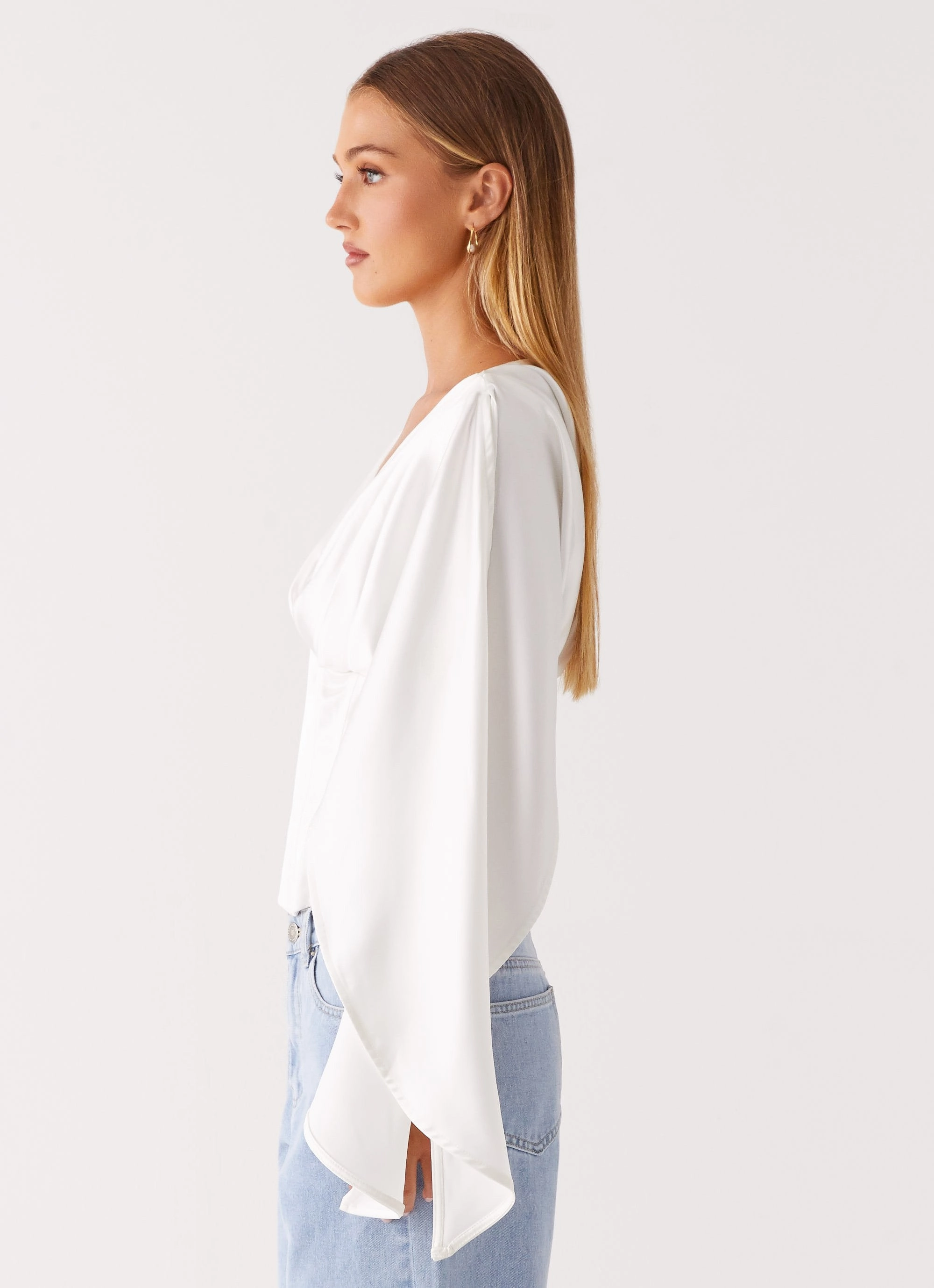 Jennifer Long Sleeve Corset - Ivory Soft Material