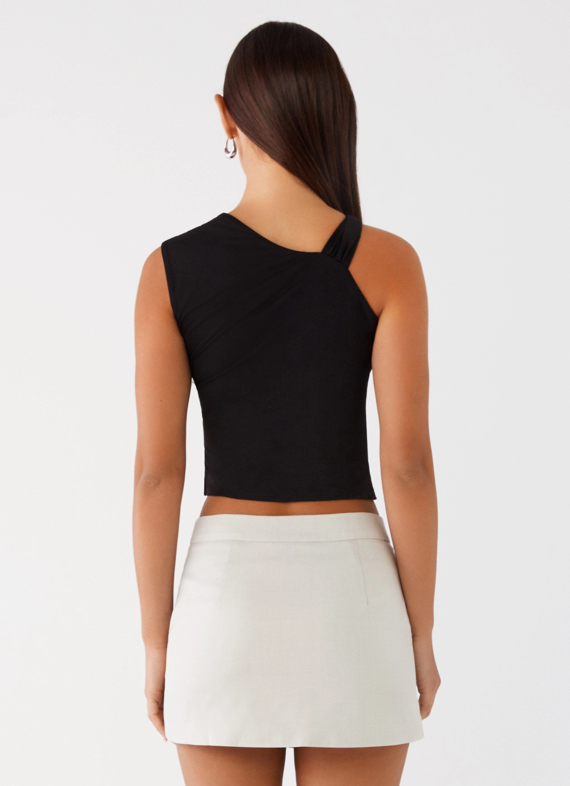 Jesse Twist Shoulder Top - Black Soft Pullover