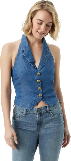 Jessica Simpson Womens Antonia Button Front Halter Vest Standard