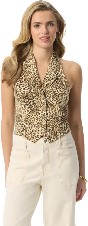 Jessica Simpson Womens Antonia Button Front Halter Vest Standard