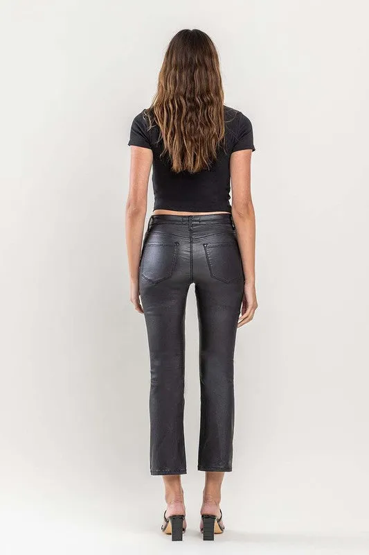 Jet (Bella) Coated HR Cropped Flare- Black