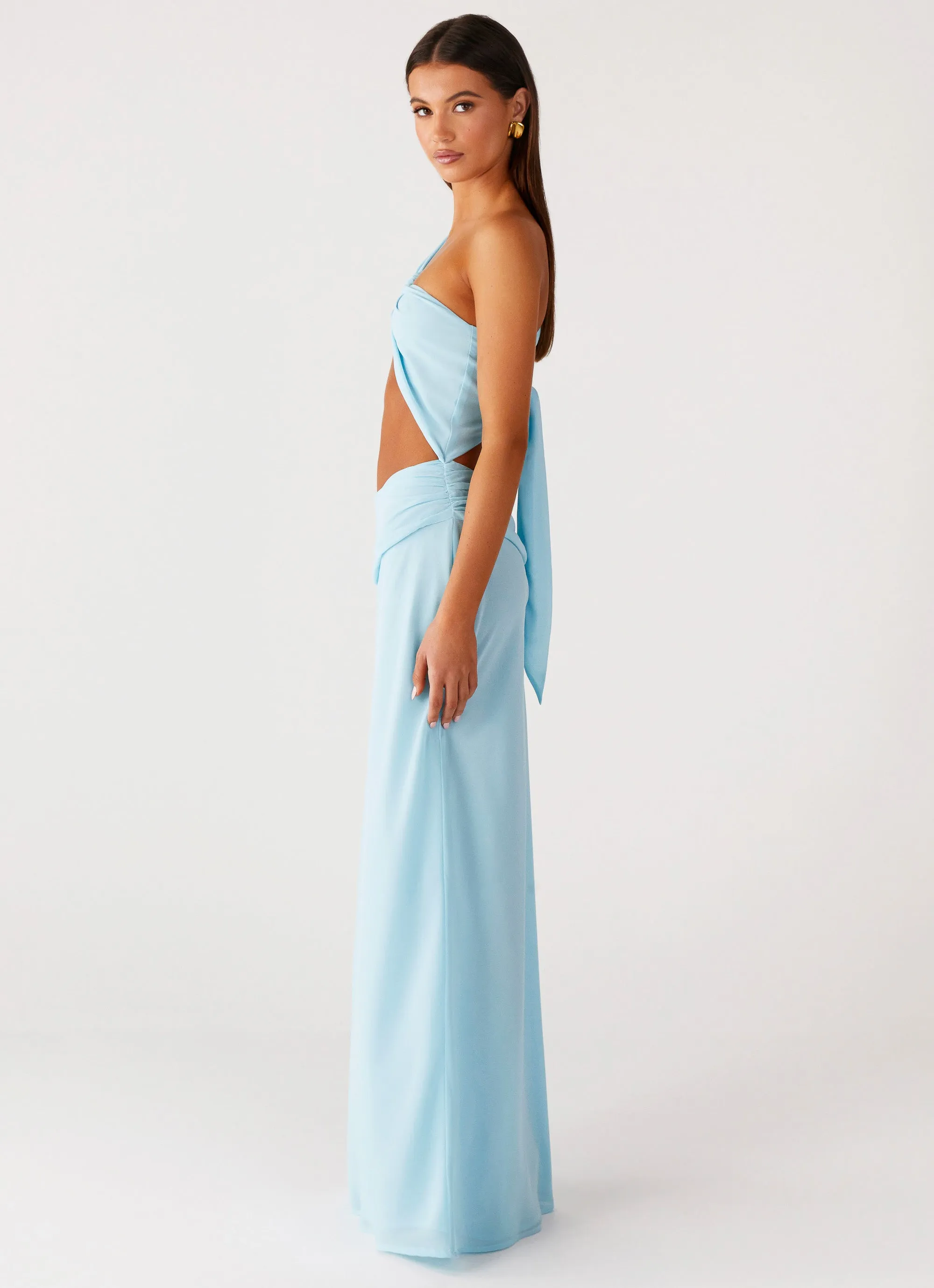 Cindelle One Shoulder Maxi Dress - Turquoise Ankle-length