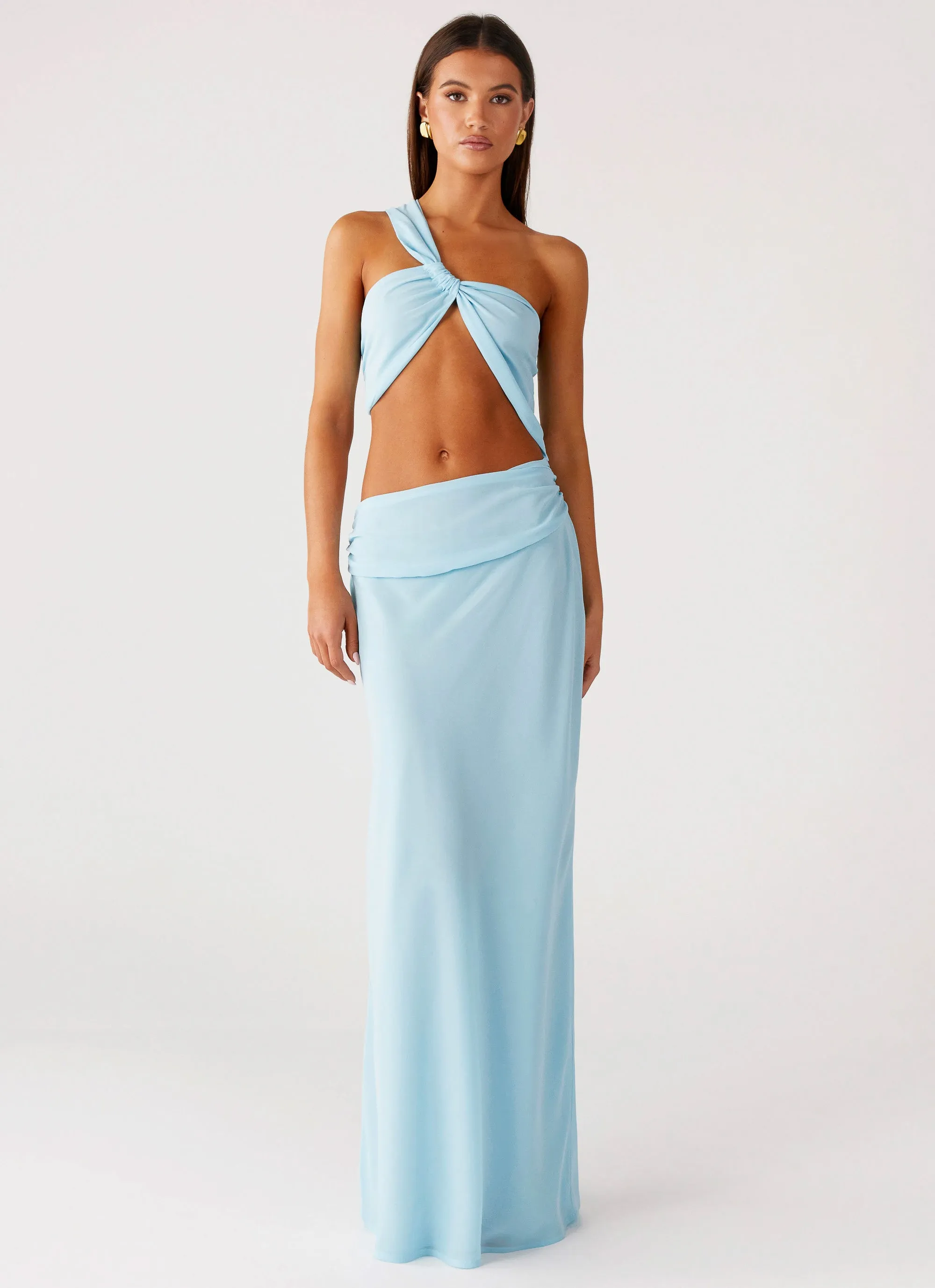 Cindelle One Shoulder Maxi Dress - Turquoise Elegant brunch outfit