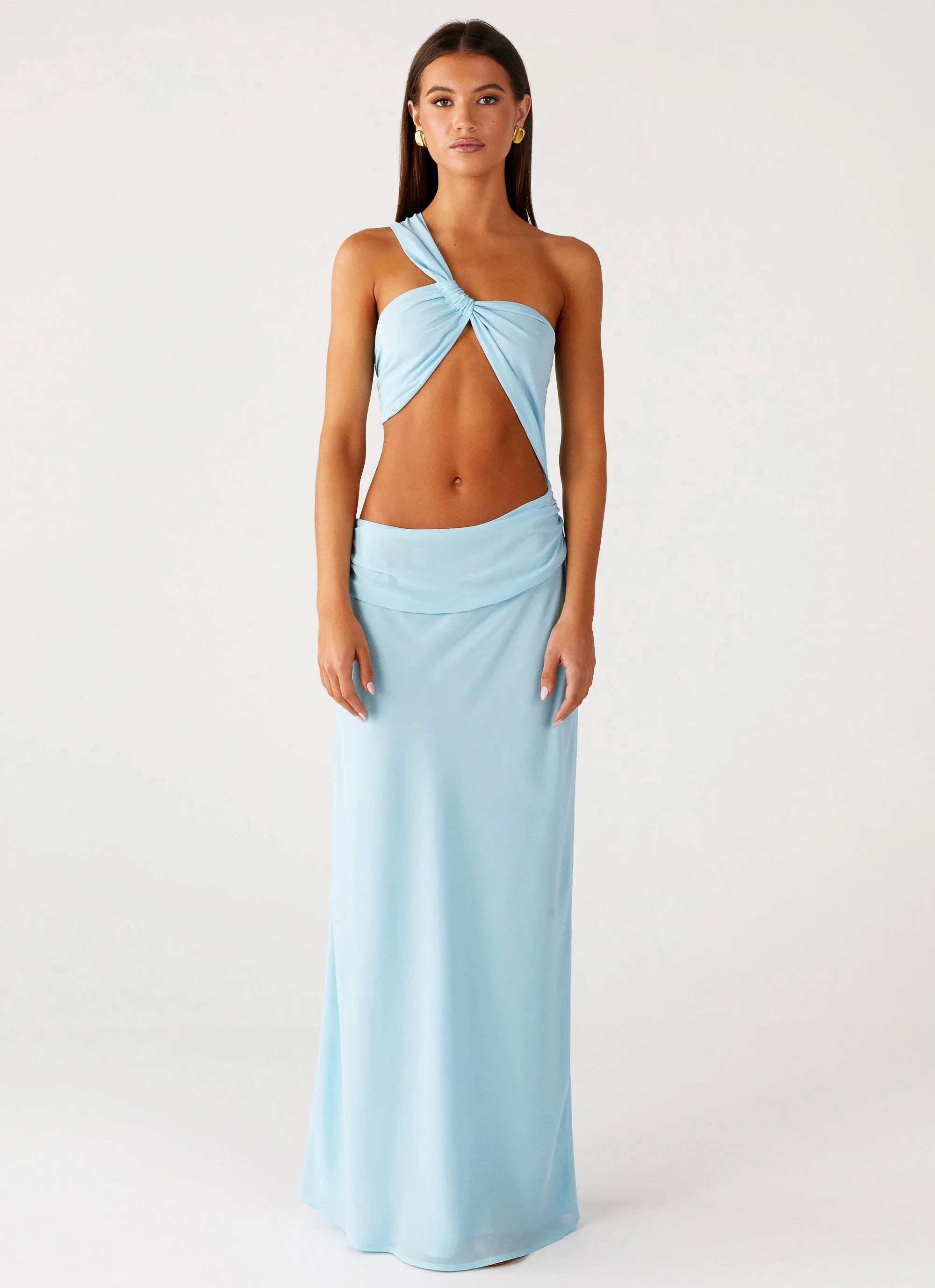 Cindelle One Shoulder Maxi Dress - Turquoise Relaxed Style Wear Year Round
