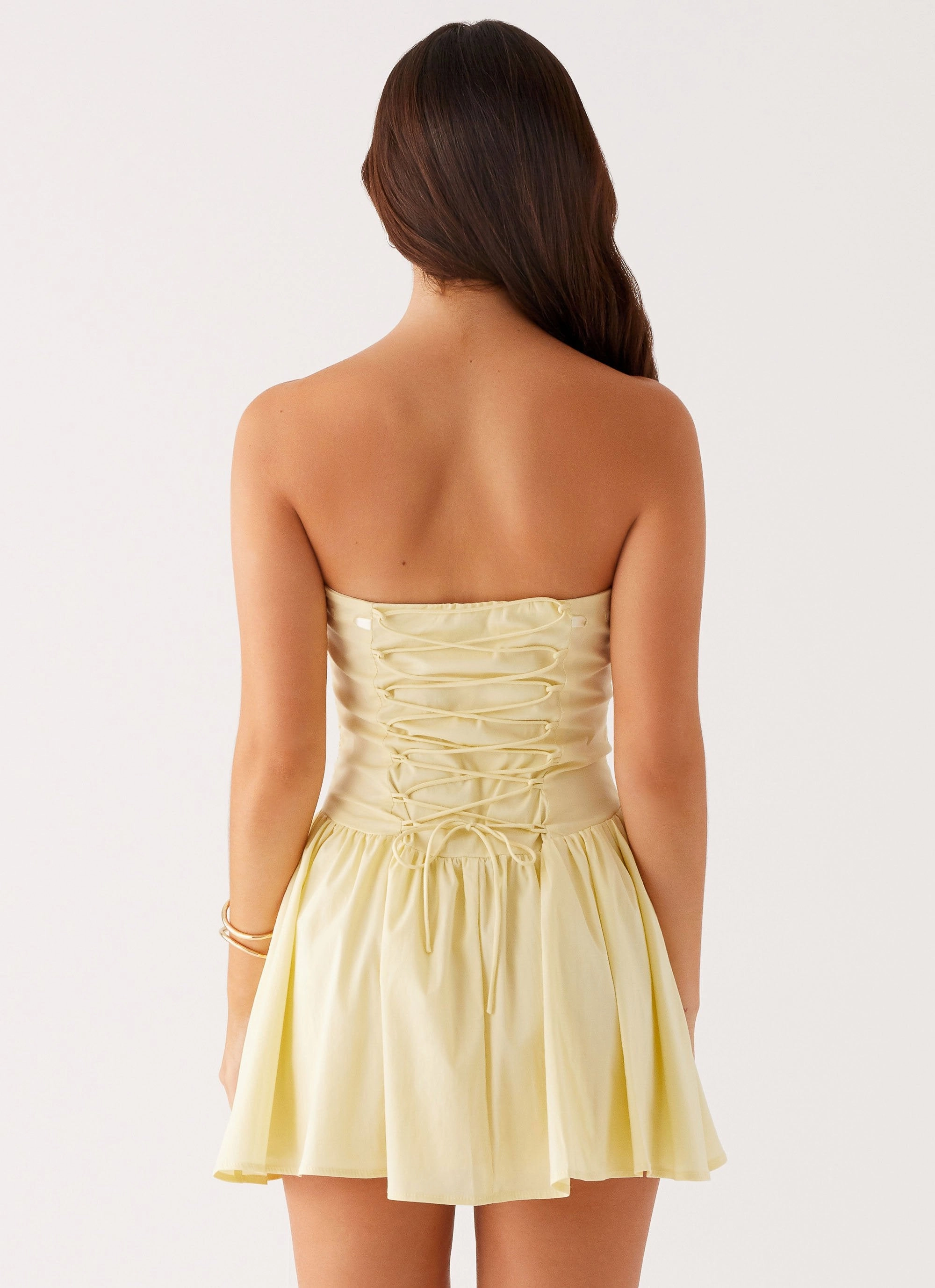Flowing Layers Kienna Strapless Mini Dress - Yellow