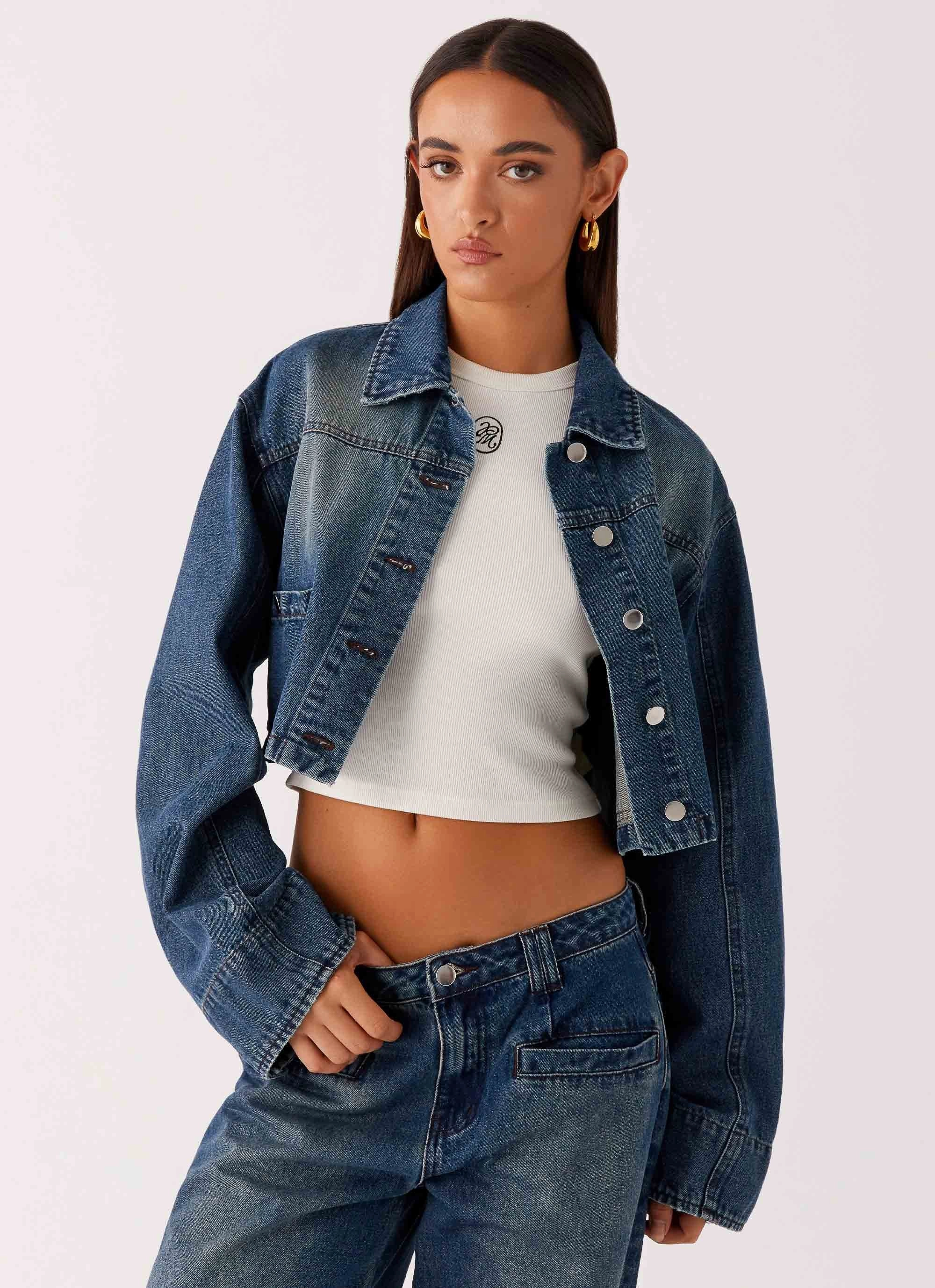 Joan Cropped Denim Jacket - Indigo Stain Resistant