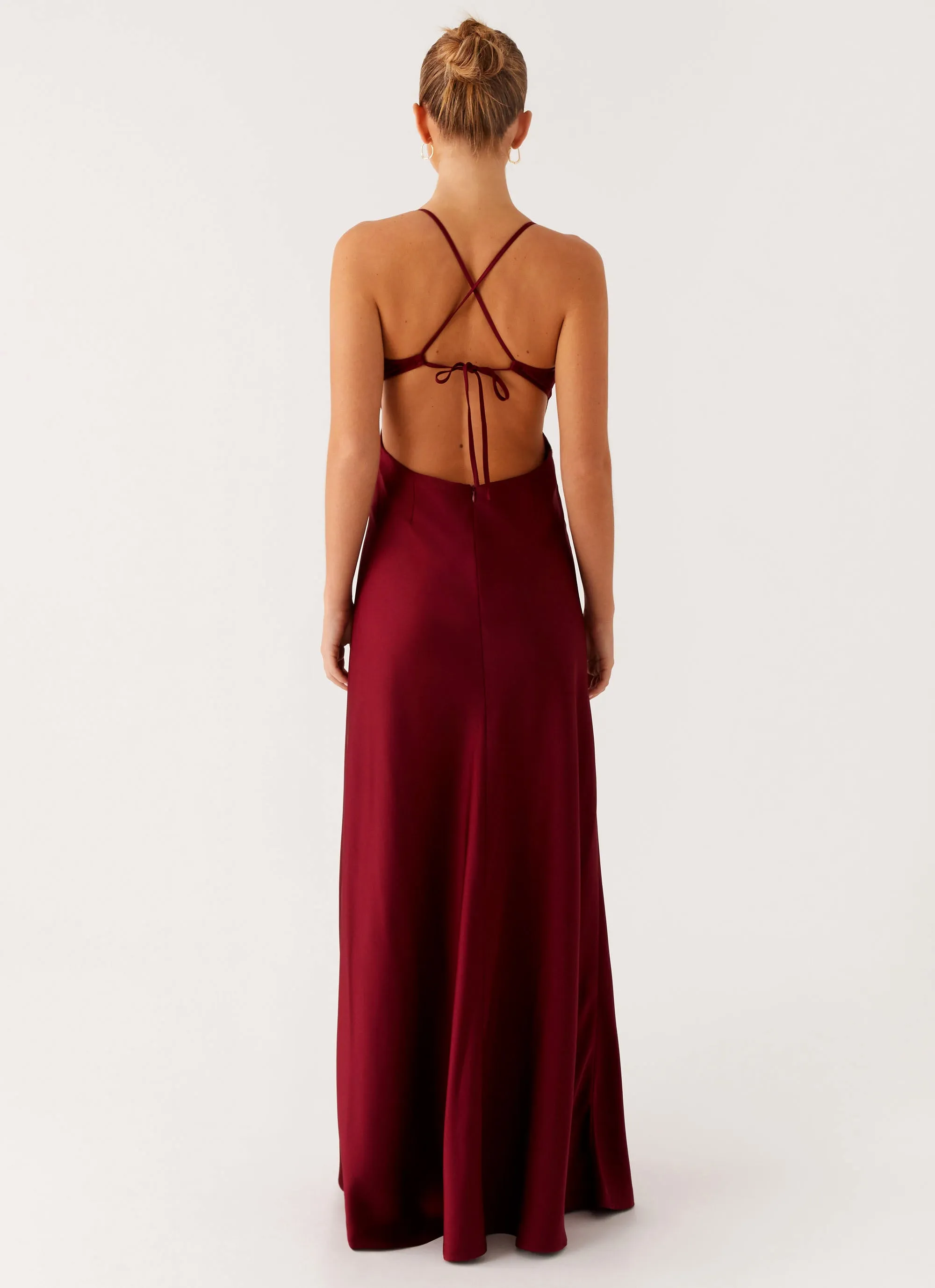 Joanie Maxi Dress - Maroon Subtle Drape