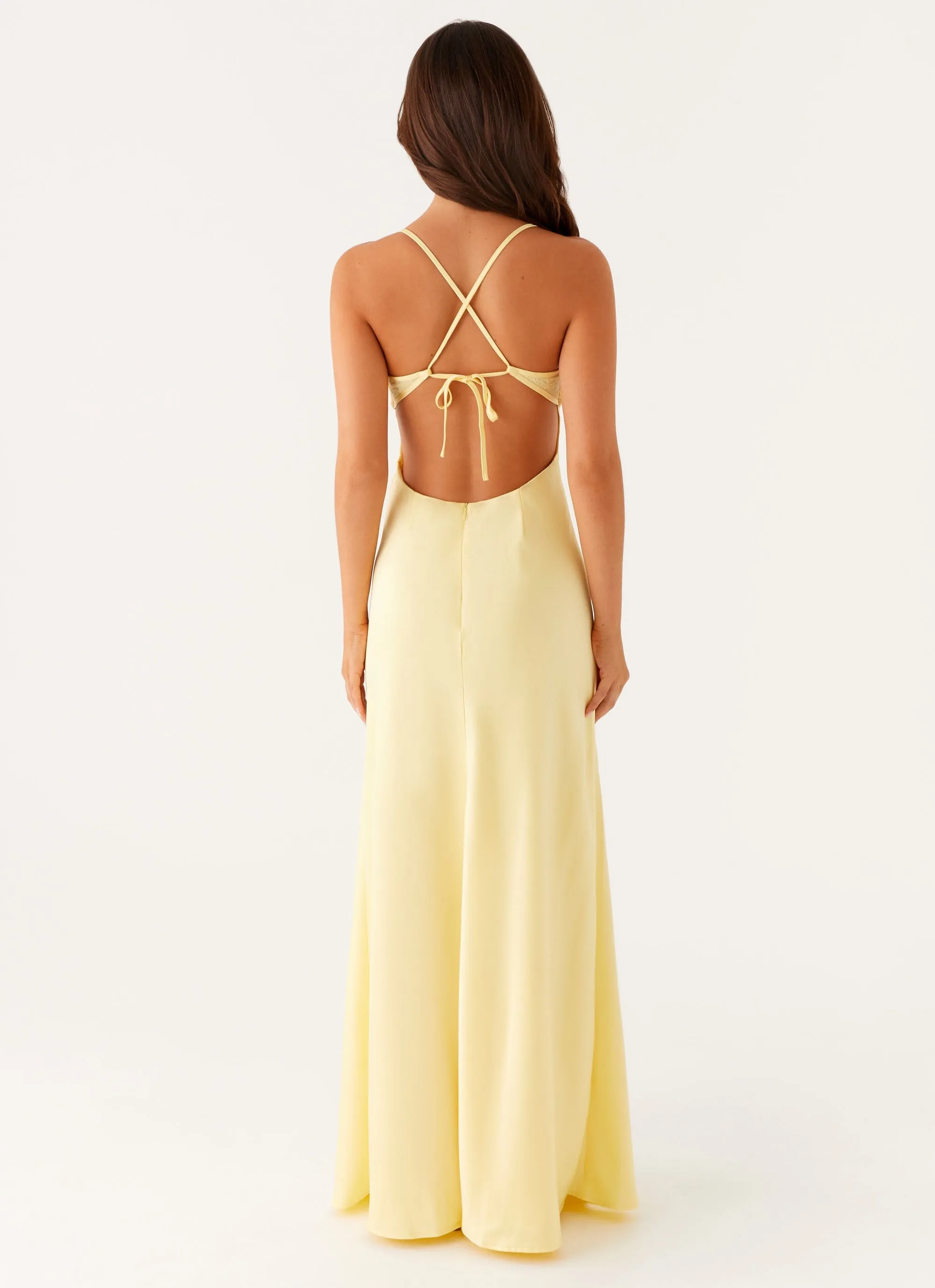 Sage Detail A Line Cut Joanie Maxi Dress - Yellow