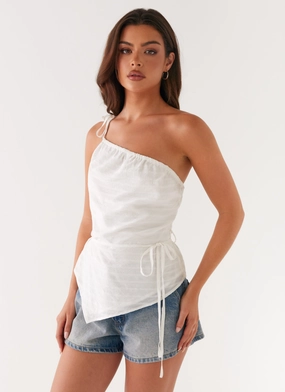 Joanne One Shouder Top - White BioBased Fiber