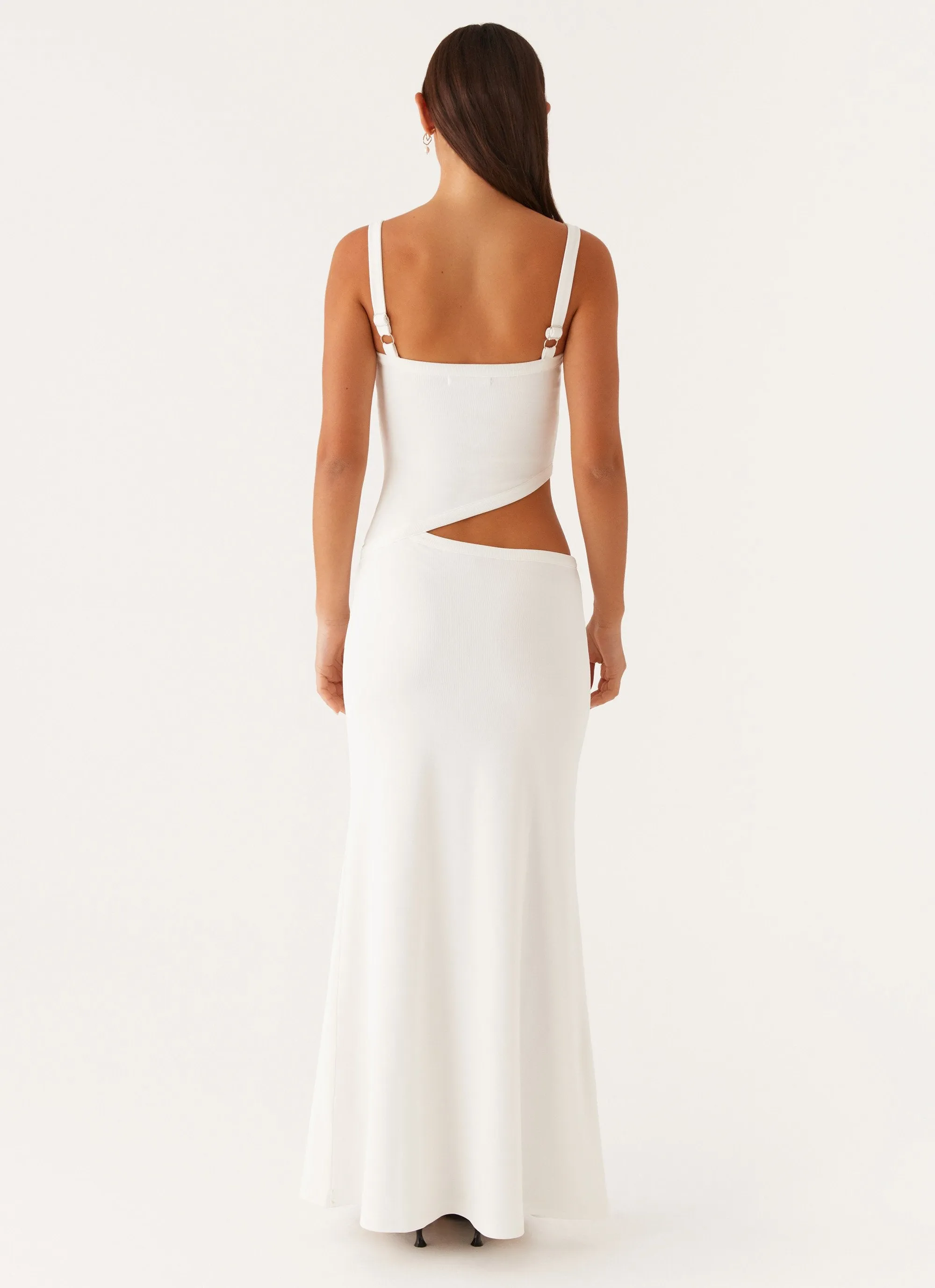 Jocelyn Maxi Dress - White Comfortable fit Velvet-Sleeve