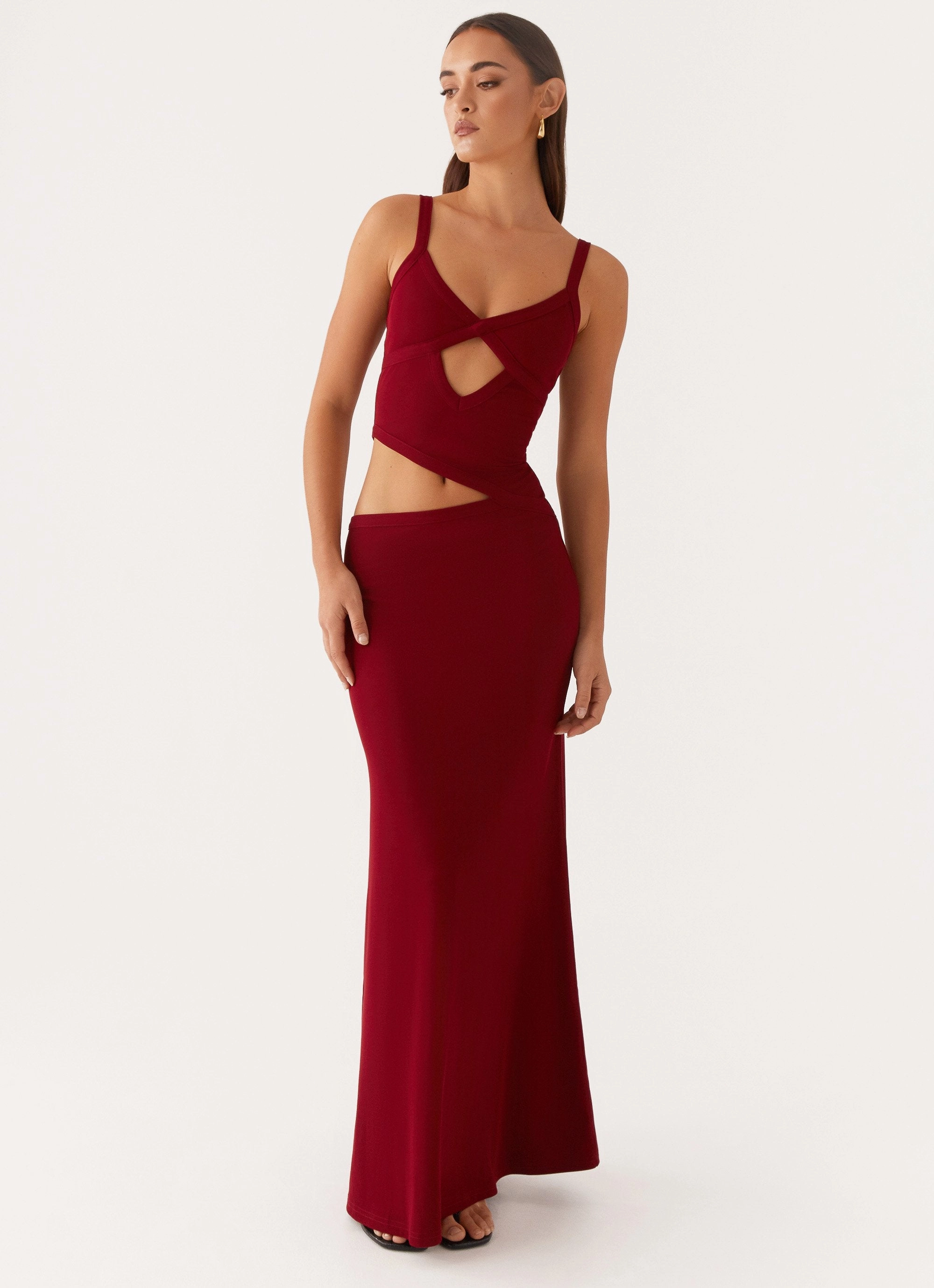 Jocelyn Maxi Dress - Maroon Field Fresh