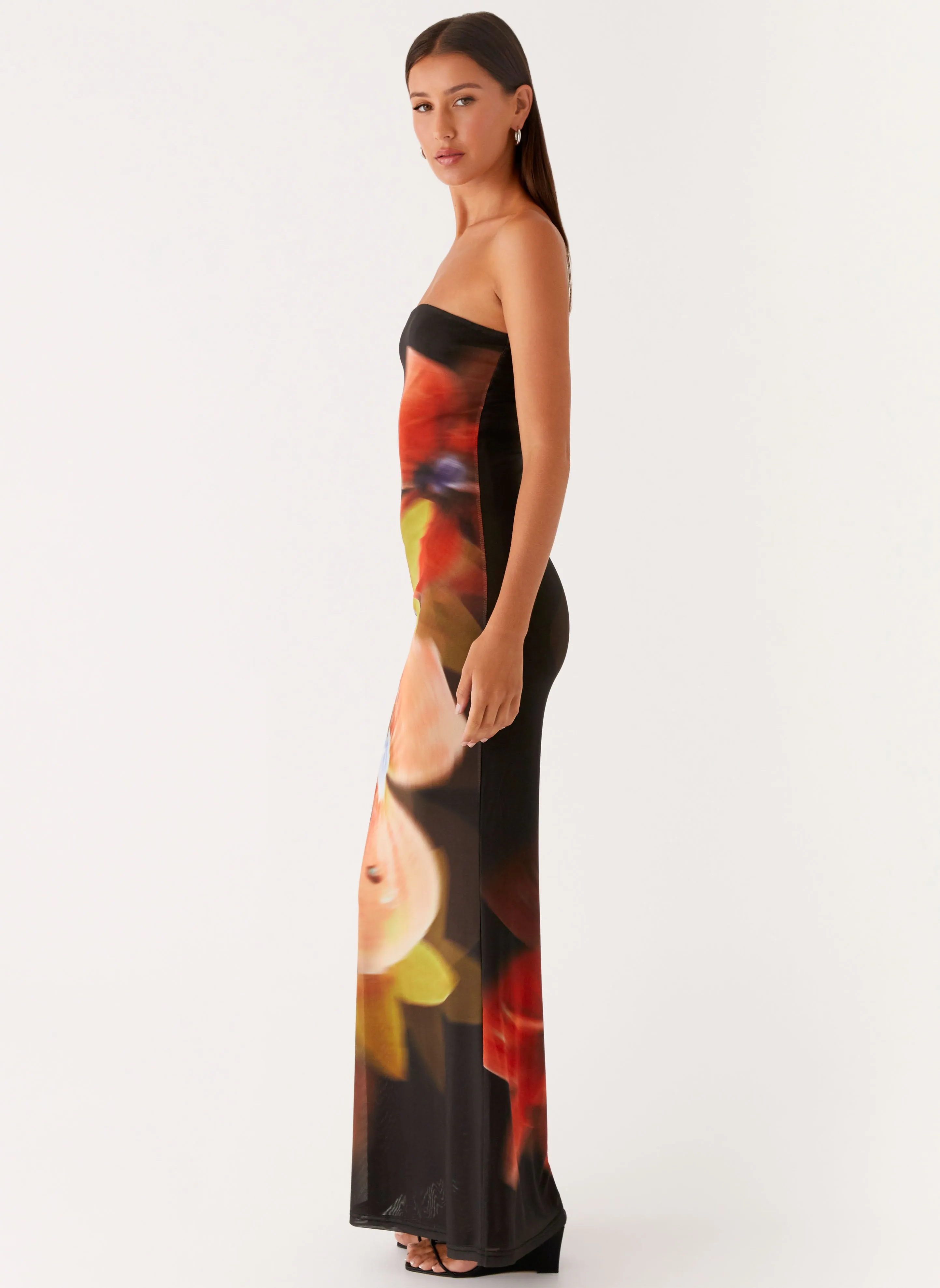 Jorja Maxi Dress - Moody Floral Fresh Texture High-waisted evening piece