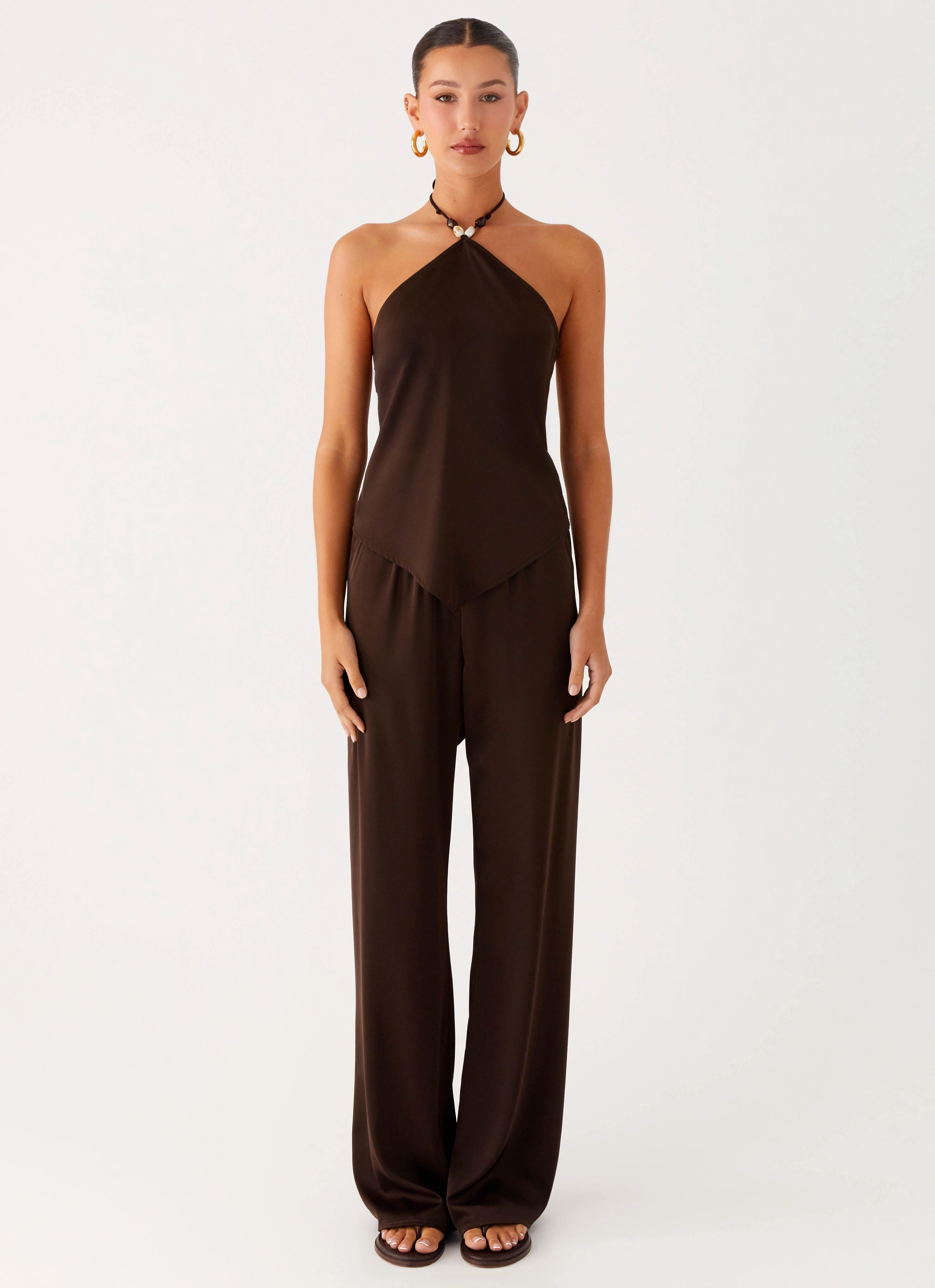 Chic Sweater Jorjianna Halter Top - Chocolate