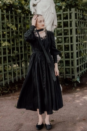 Josefina 19 | Dreamy Pleated Linen Dress Gown Organic Cotton clean look