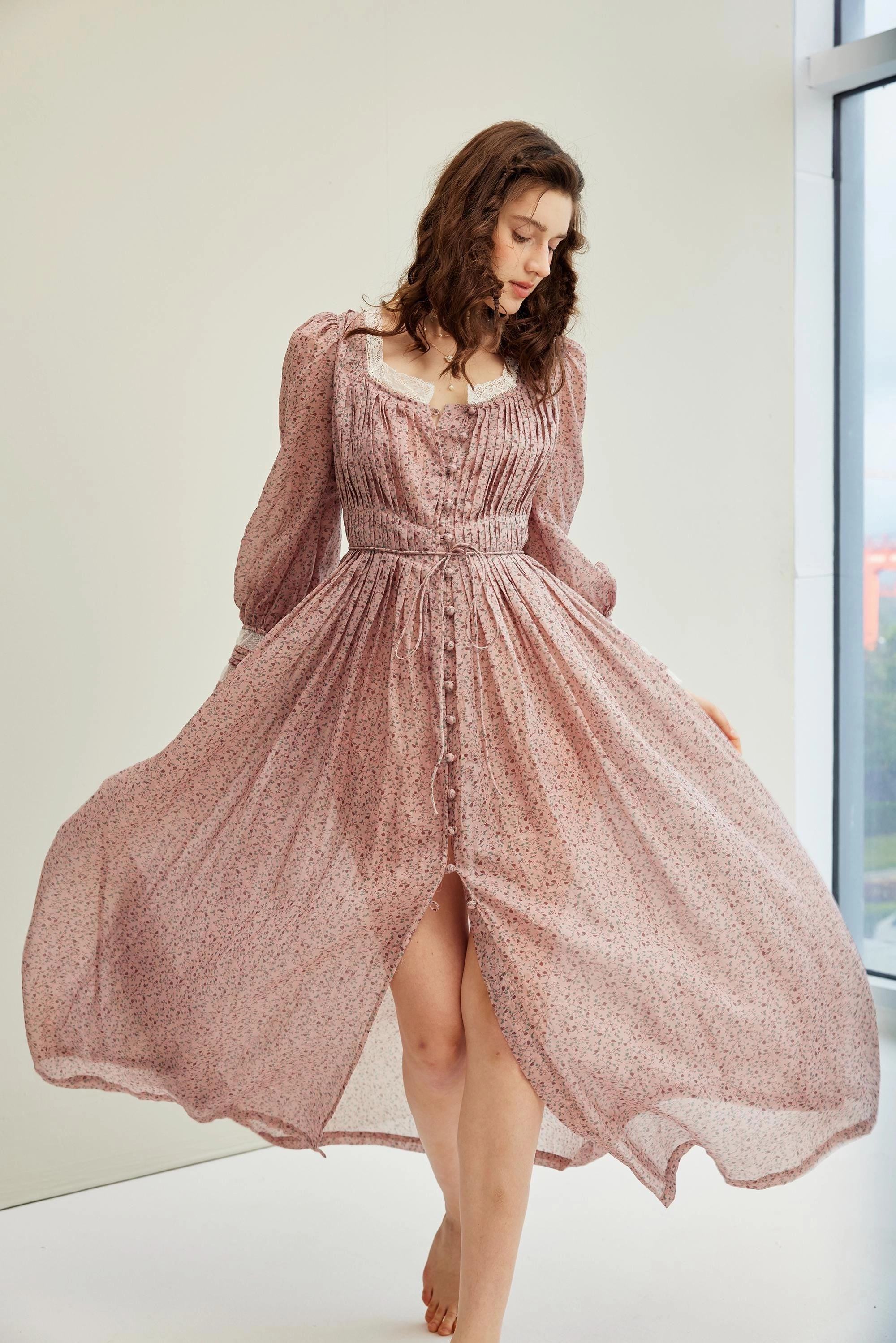 TearResistantMaterial Josefina 19 | Dreamy Pleated Linen Dress Gown