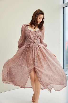 Workout-ready Josefina 19 | Dreamy Pleated Linen Dress Gown