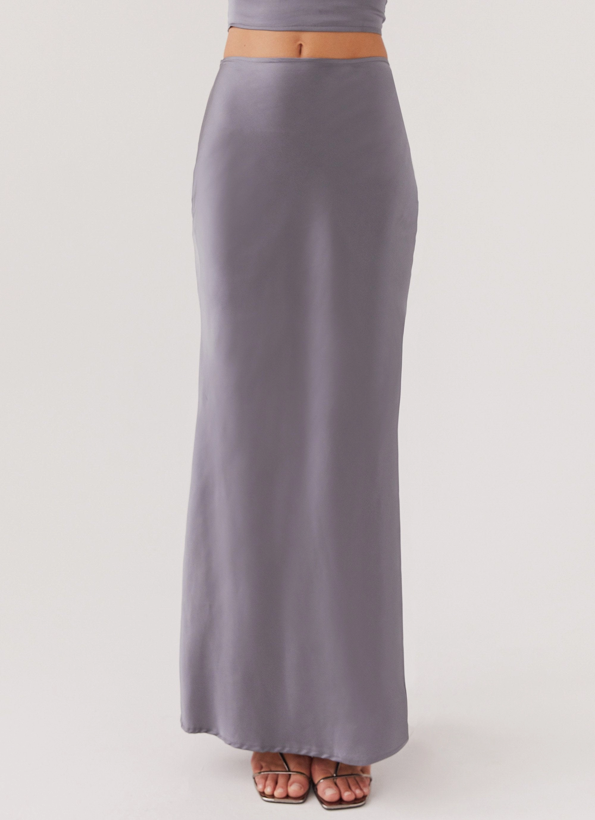 Josefina Satin Maxi Skirt - Slate Urban Hike Style Fray Resistant Edges