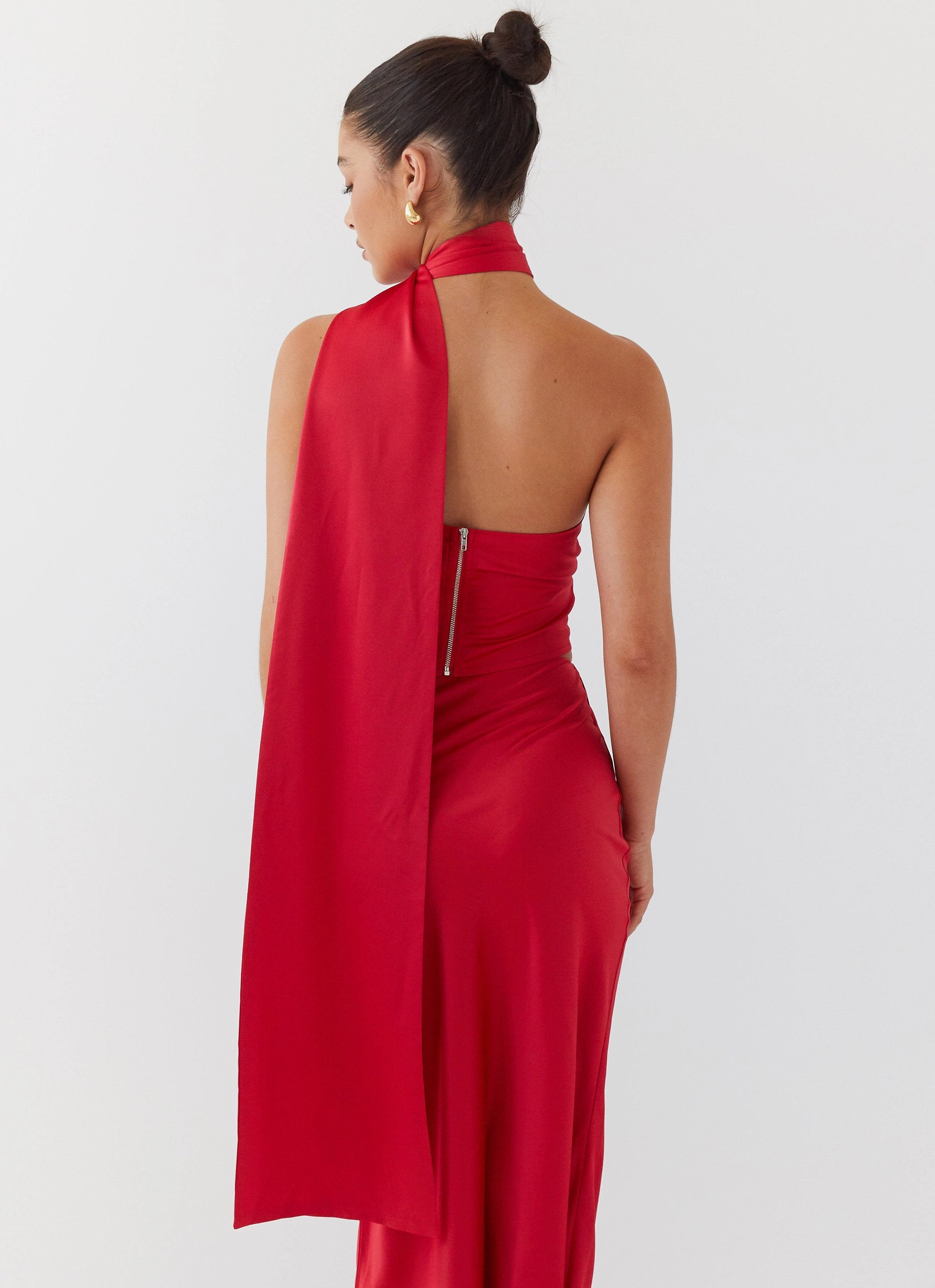 Smooth Finish WaterproofDesign Josefina Satin Scarf Top - Rouge Red