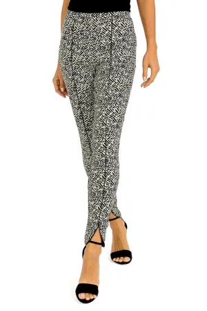 Joseph Ribkoff 193808 Black and Ecru Patterned Pants