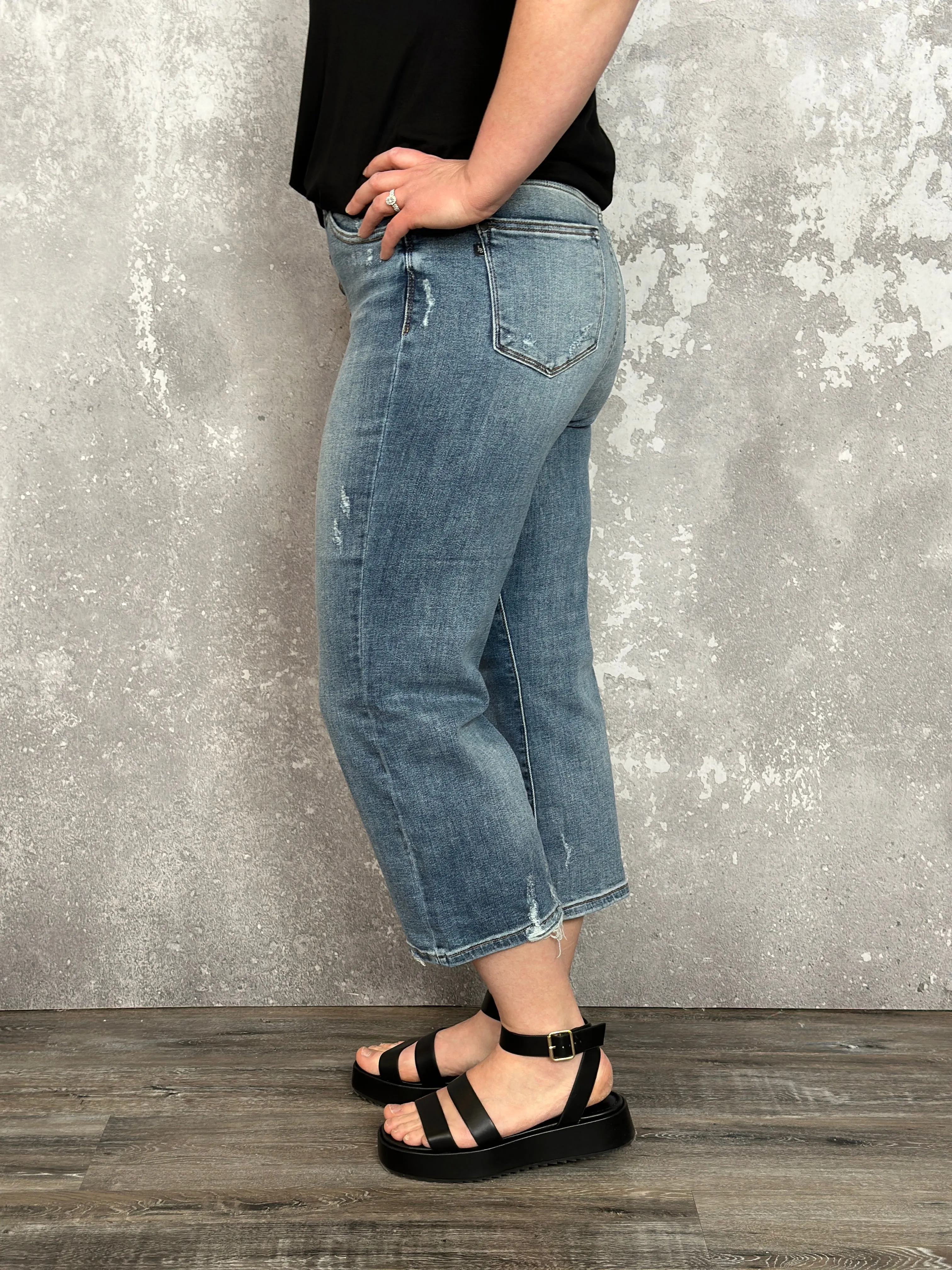 Judy Blue Black Button Fly Wide Leg Crop Jean (sizes 0/24-24W) FINAL SALE