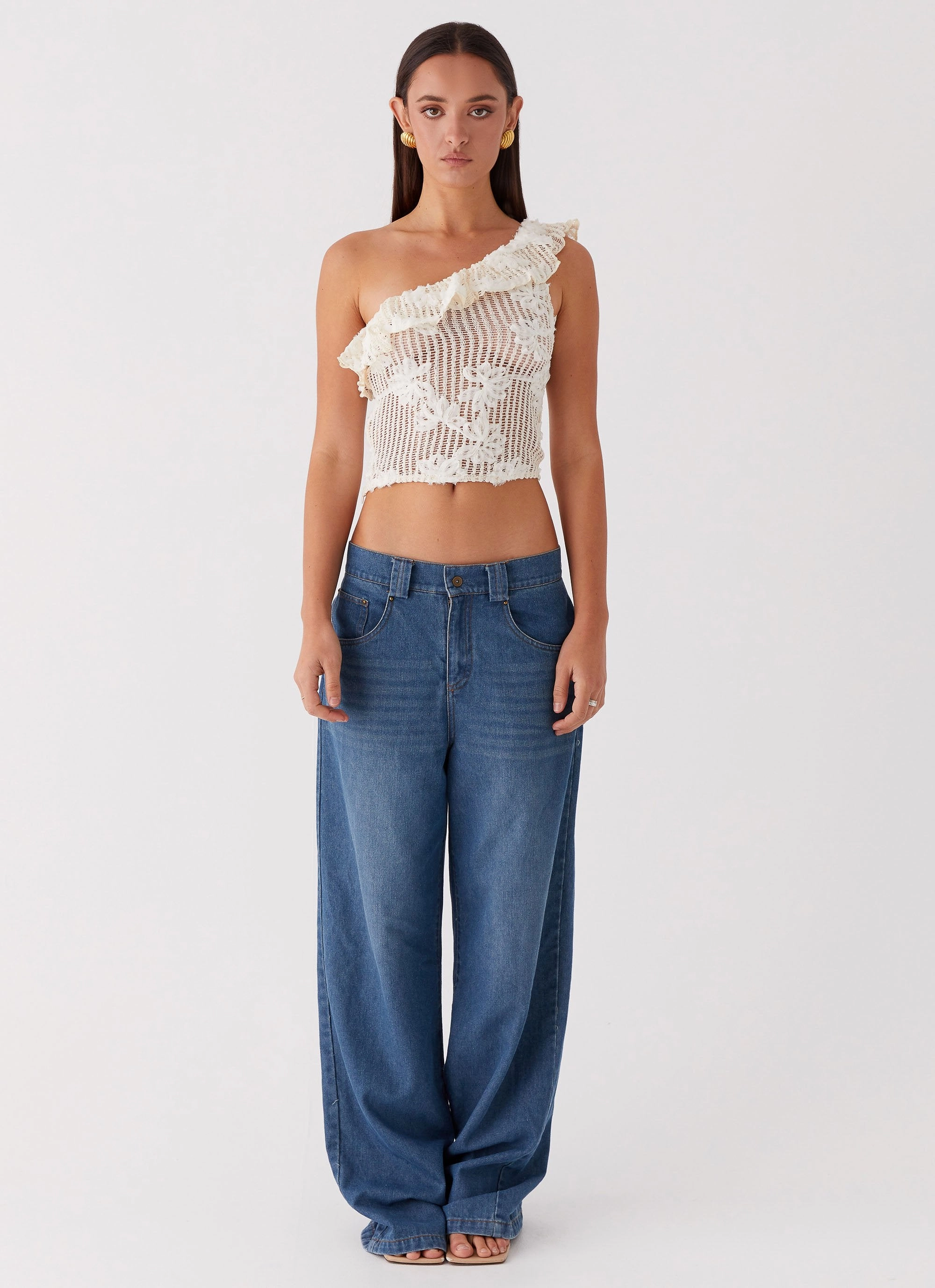 MicrofiberBlend Juilette One Shoulder Top - Ivory