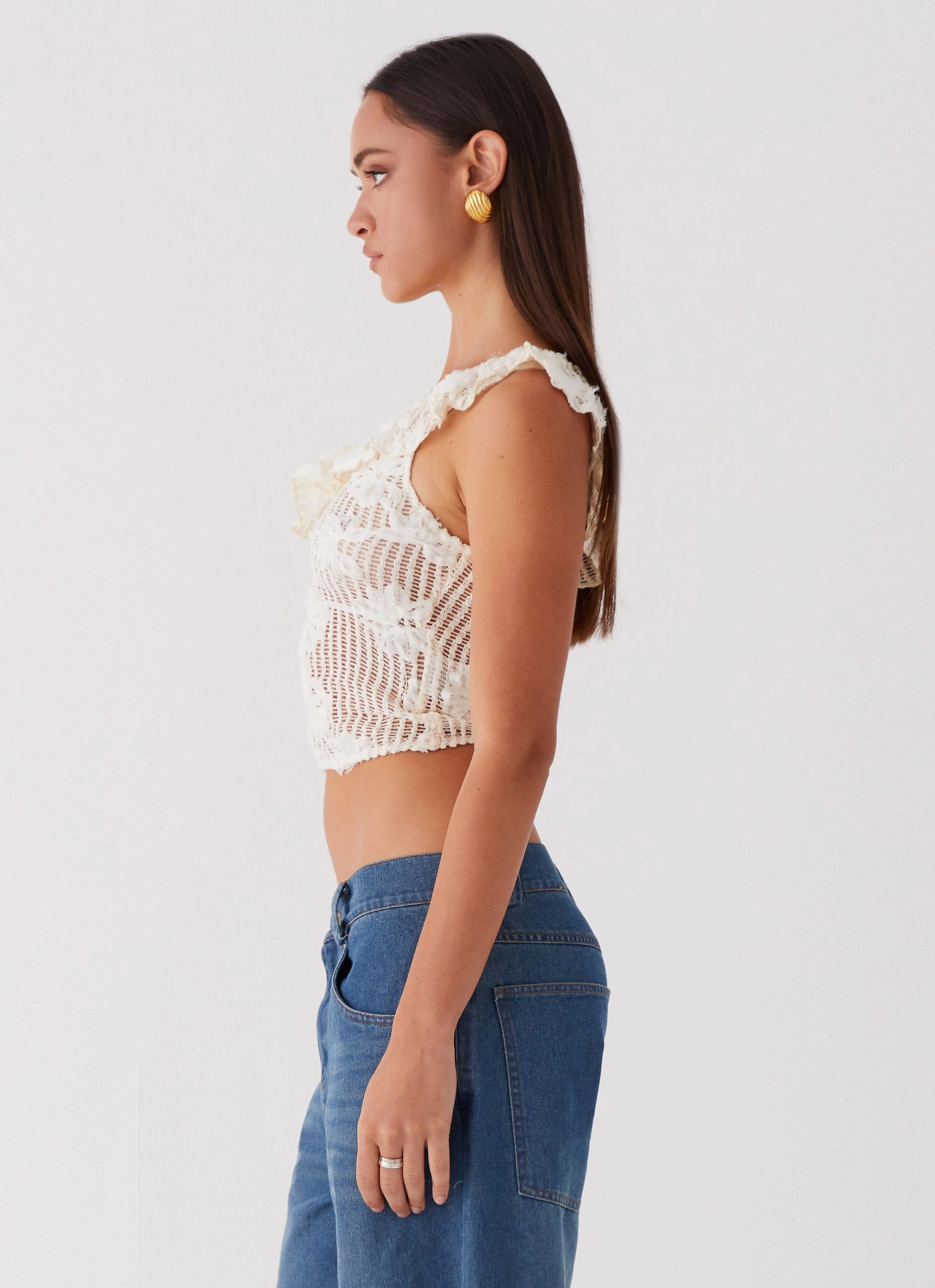 Stretch Material Reinforced Neckline Detail Juilette One Shoulder Top - Ivory