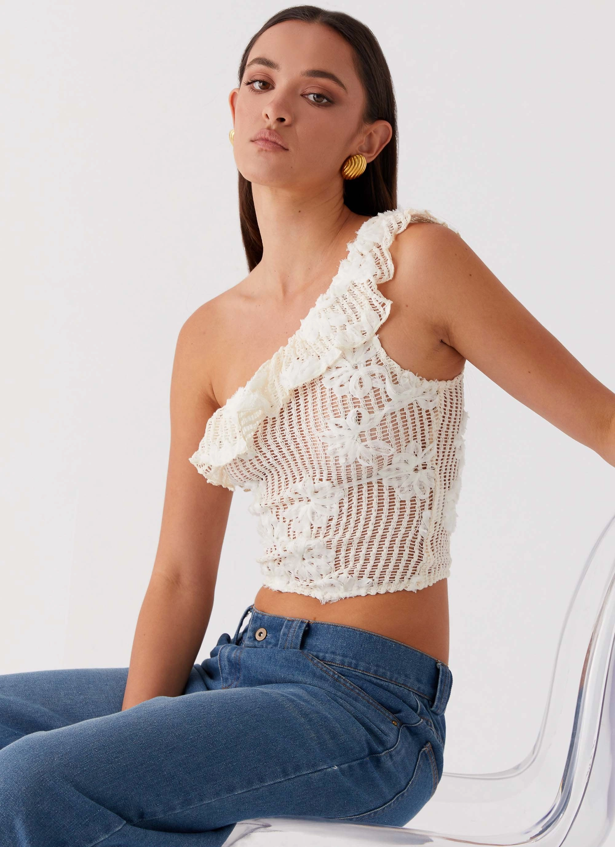 Low Impact Manufacturing Juilette One Shoulder Top - Ivory