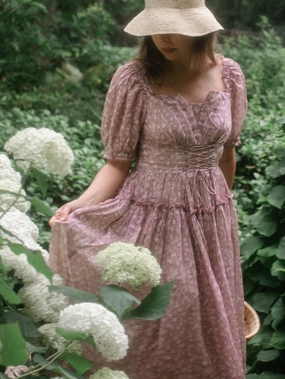 HiddenDrawcord Julia 35 | Floral linen dress