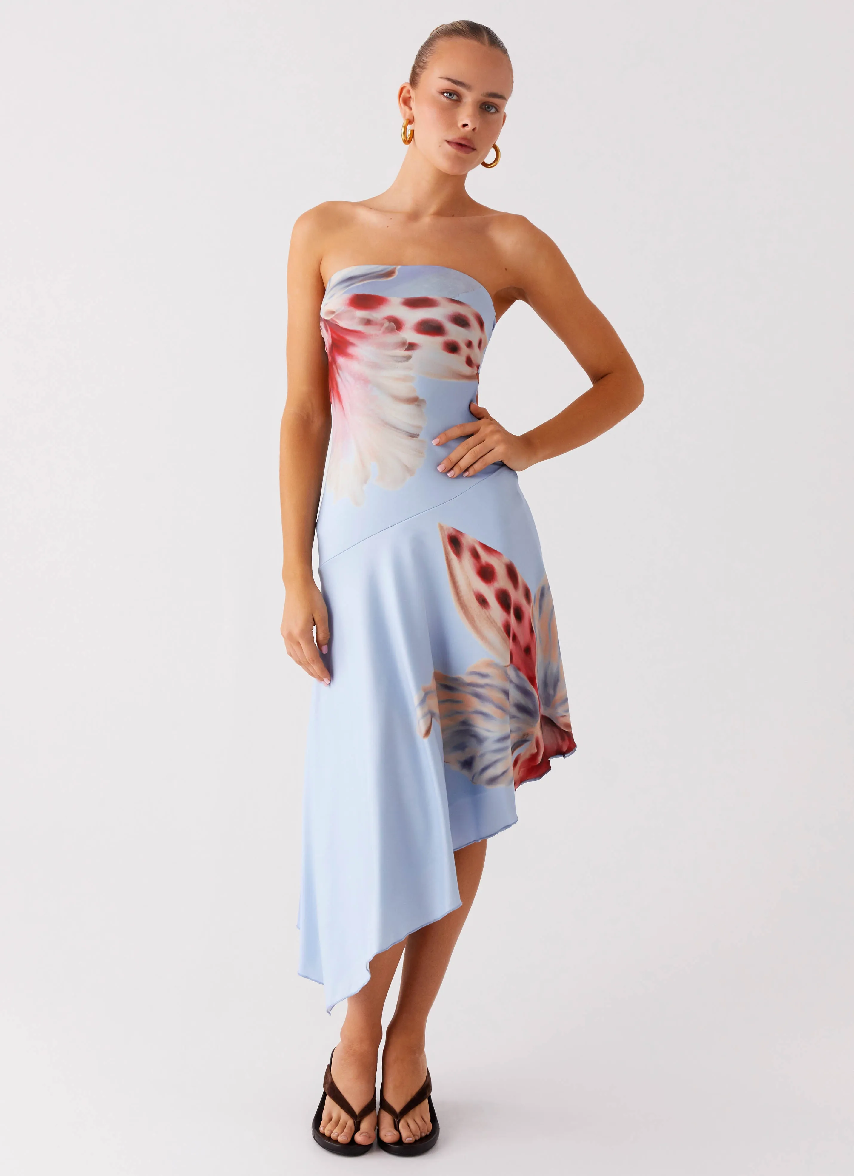 Juliana Midi Dress - Deep Sea Bloom Event Safe Soft Cut