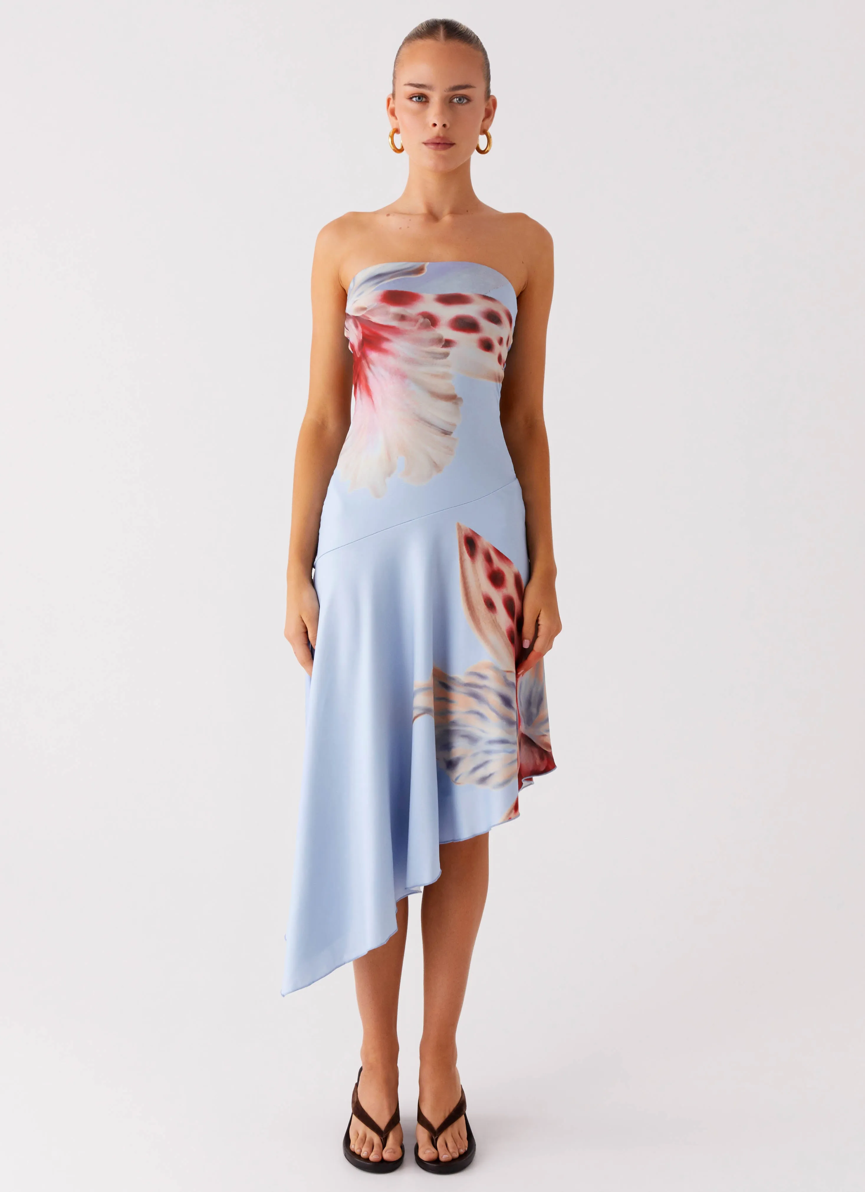 Linen Soft Juliana Midi Dress - Deep Sea Bloom