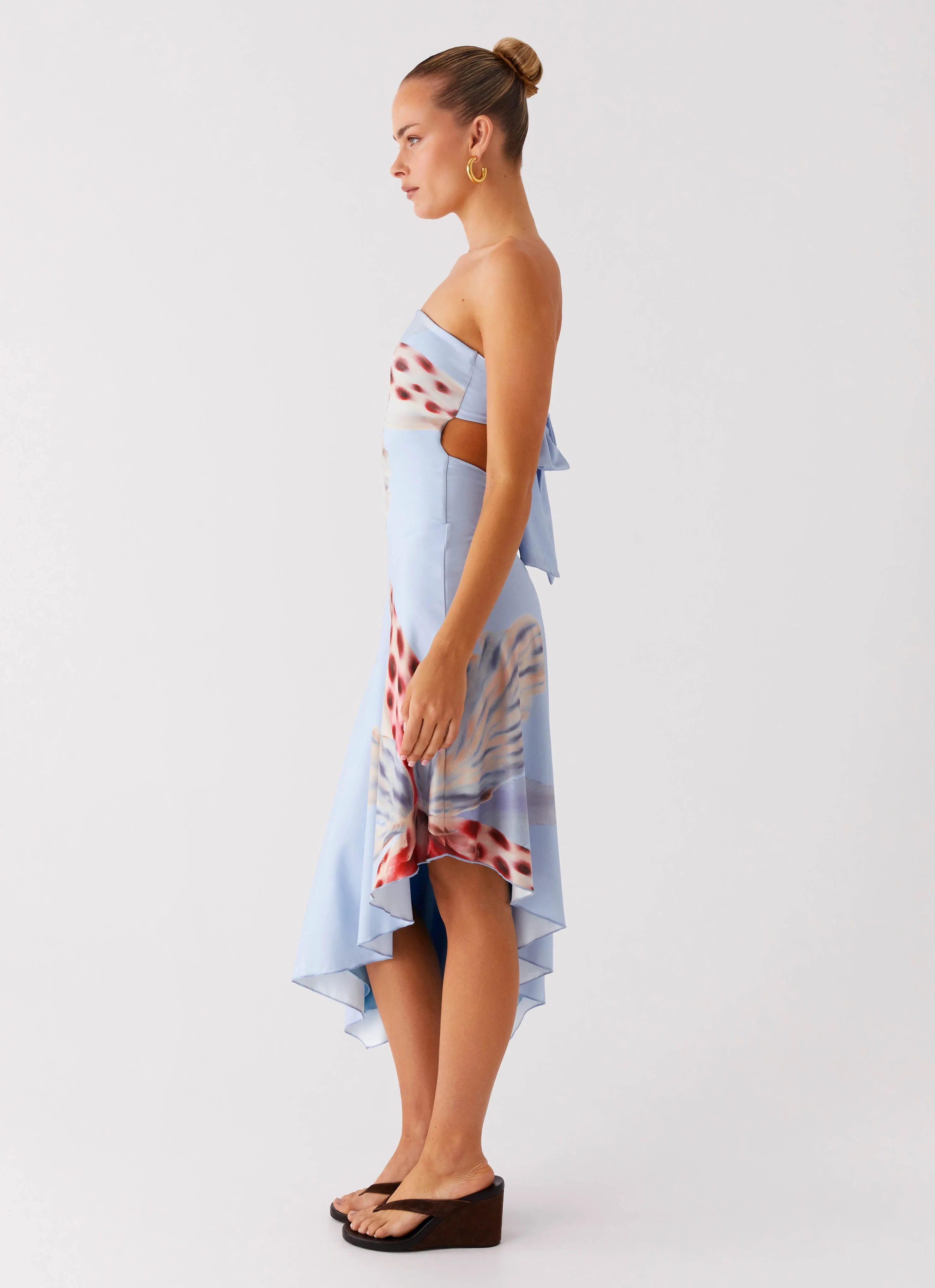 Dew Tone Vibrant Hue Juliana Midi Dress - Deep Sea Bloom