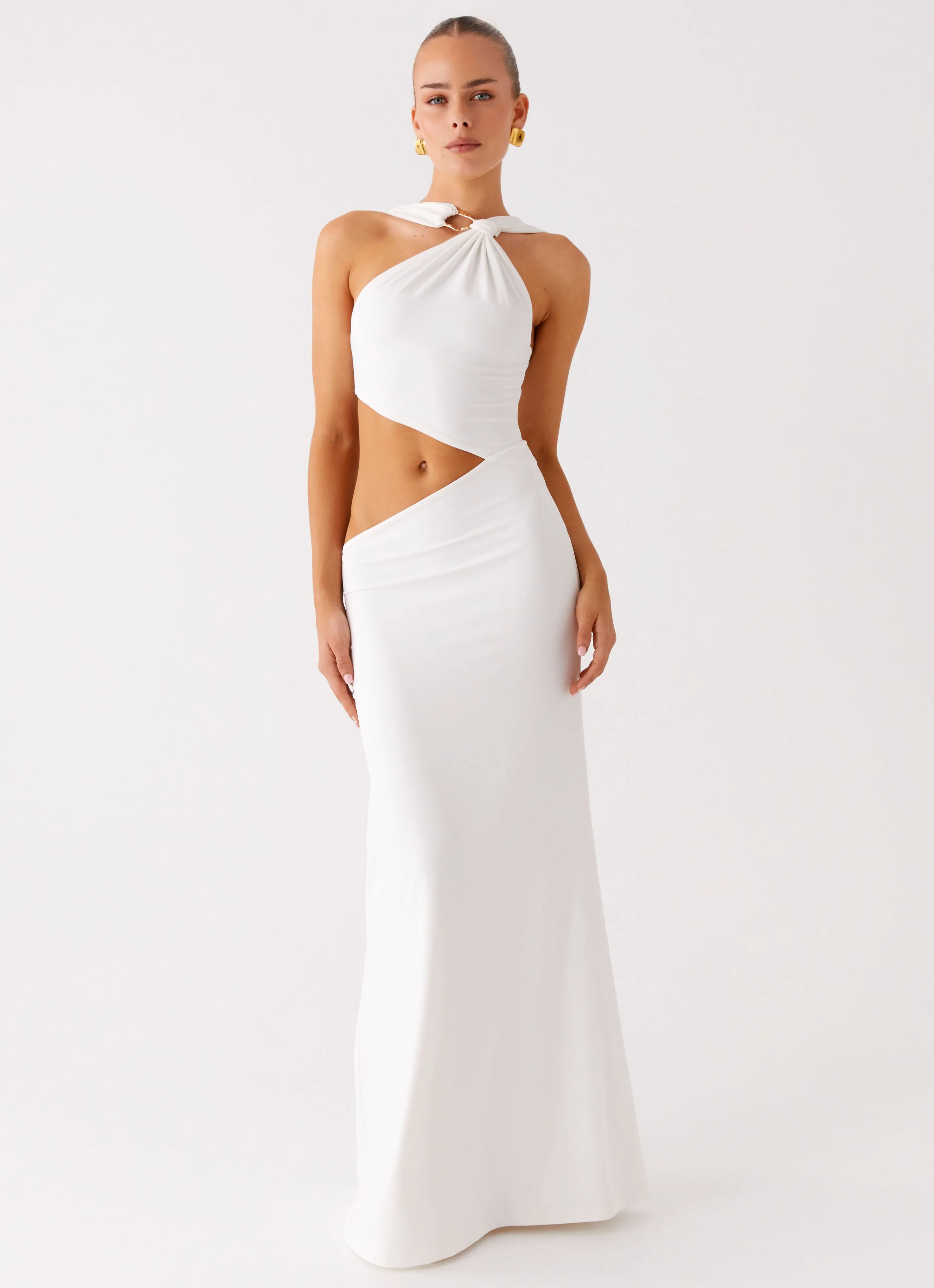 Sleek Appearance Wide Hemline Juliander Knot Maxi Dress - White