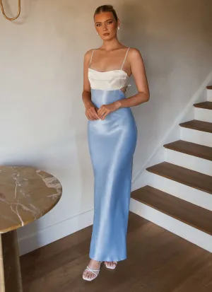 Soft Shape Urban Line Just Perfection Satin Maxi Dress - Ice Blue