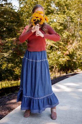 Just A Dream Denim Maxi Skirt Minimal Vibe