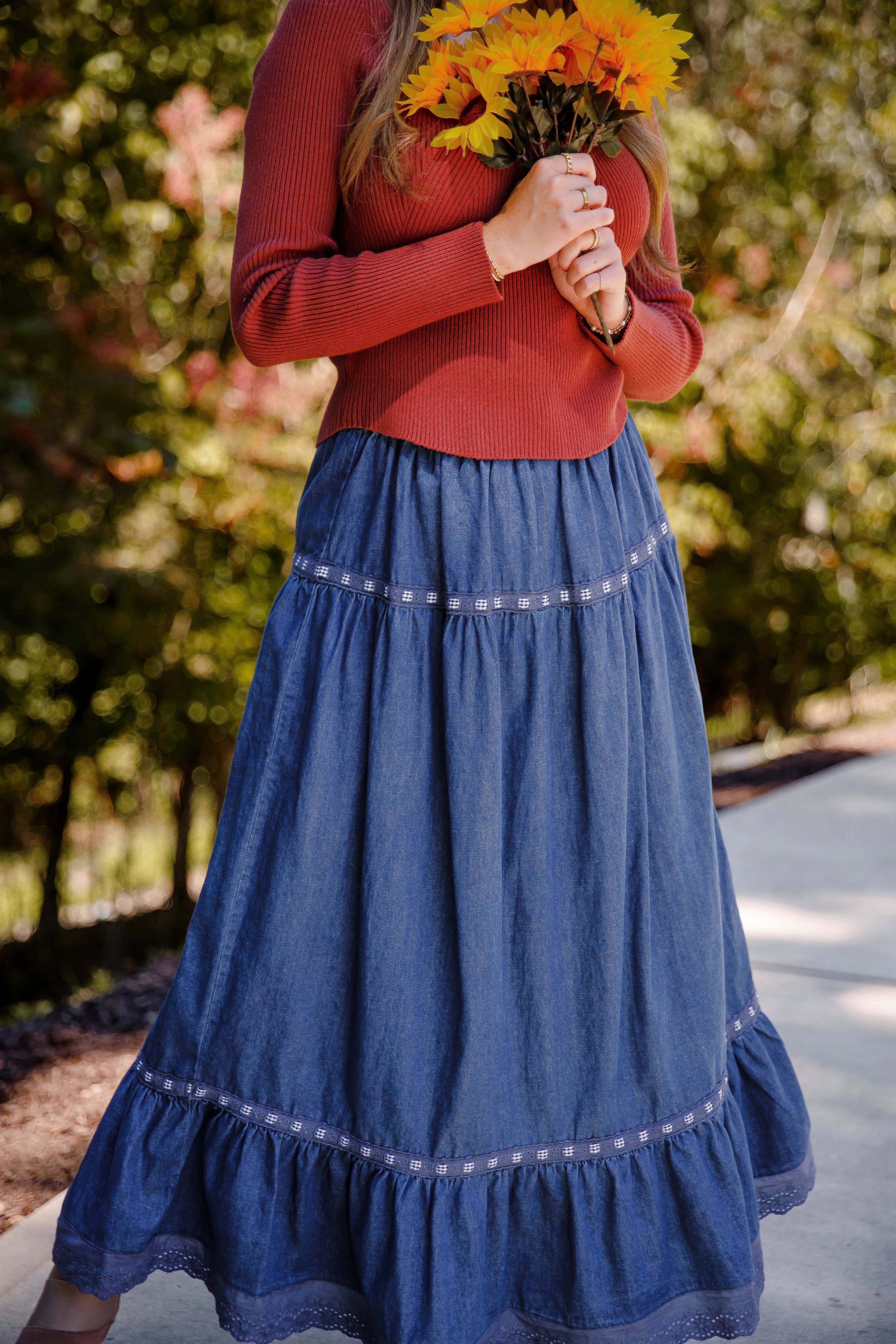 Just A Dream Denim Maxi Skirt Core Movement