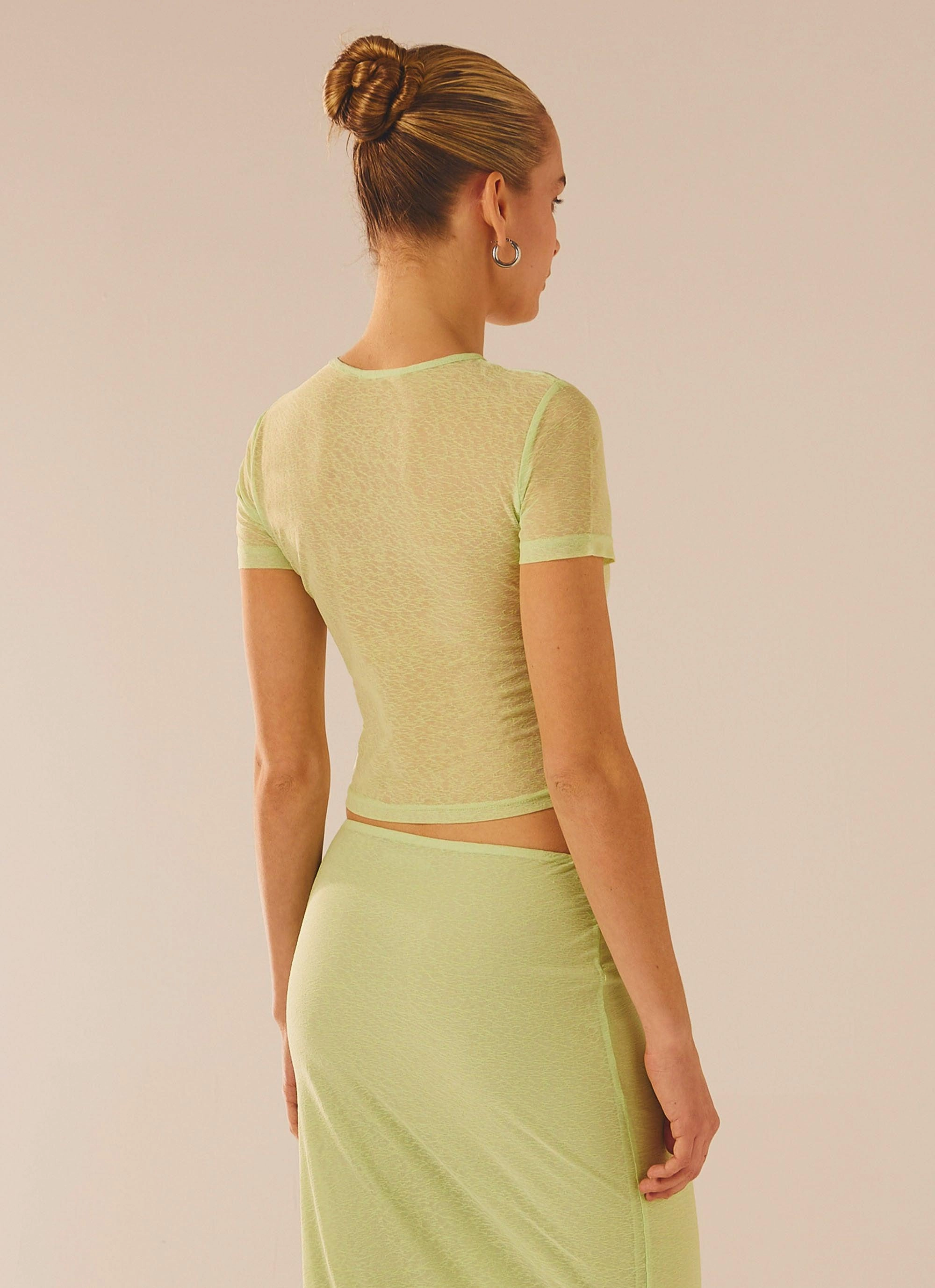 Just Like Magic Mesh Tee - Lime Snag Free Fabric