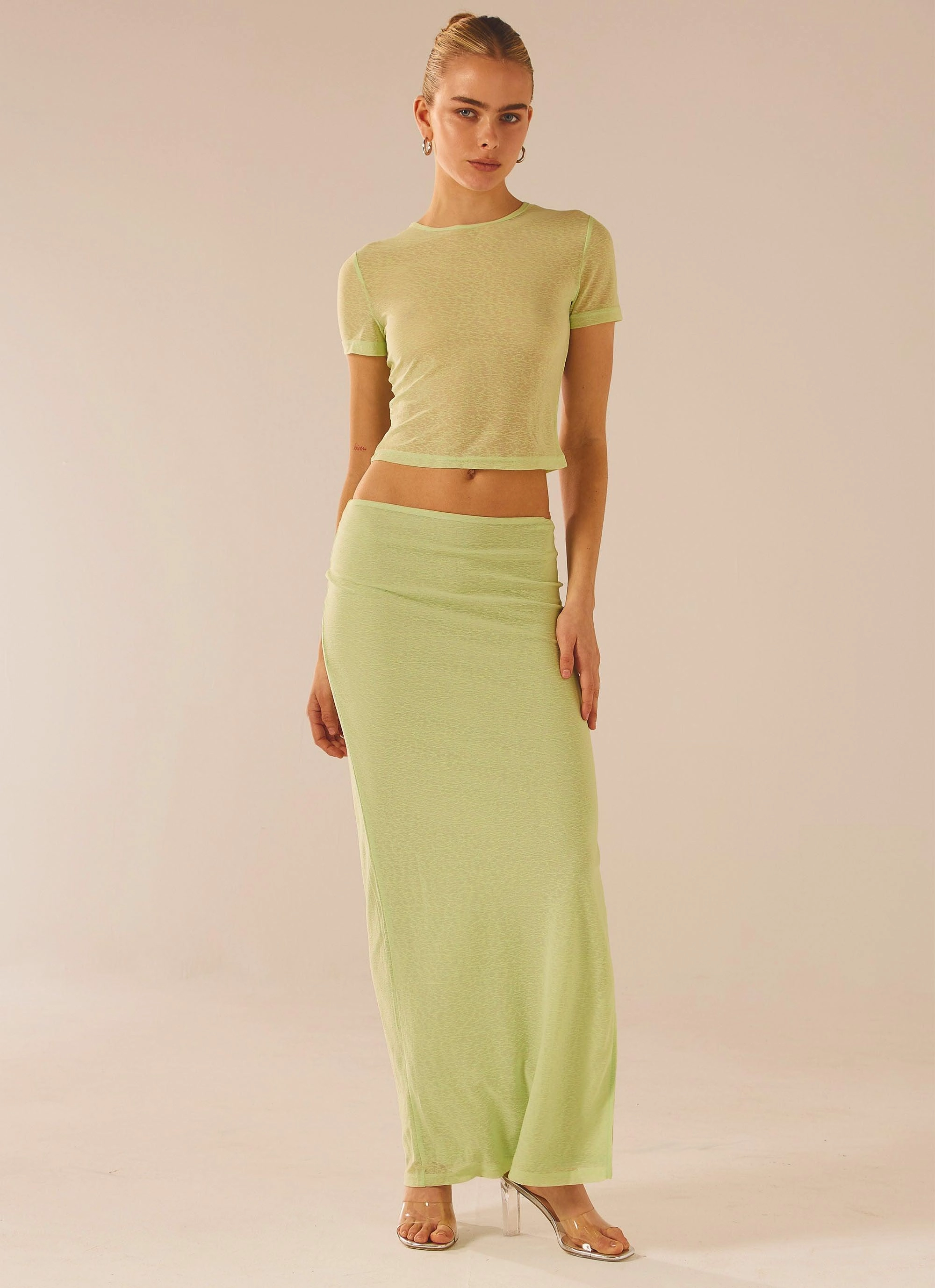 Just Like Magic Mesh Tee - Lime Casual Trend Anti Slip Shoulder Pads