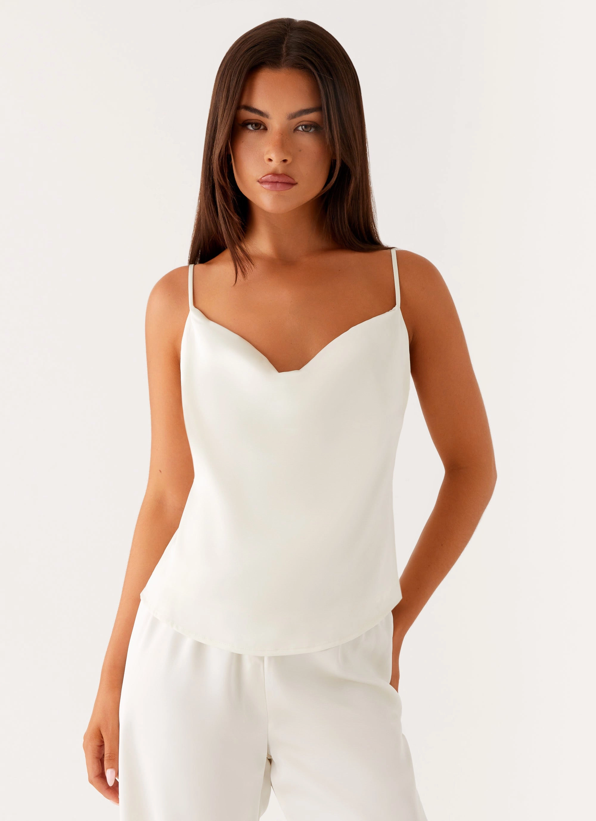 Temperature Regulating Fabric Kaia Cowl Neck Top - Butter