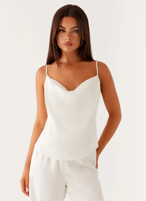 Temperature Regulating Fabric Kaia Cowl Neck Top - Butter