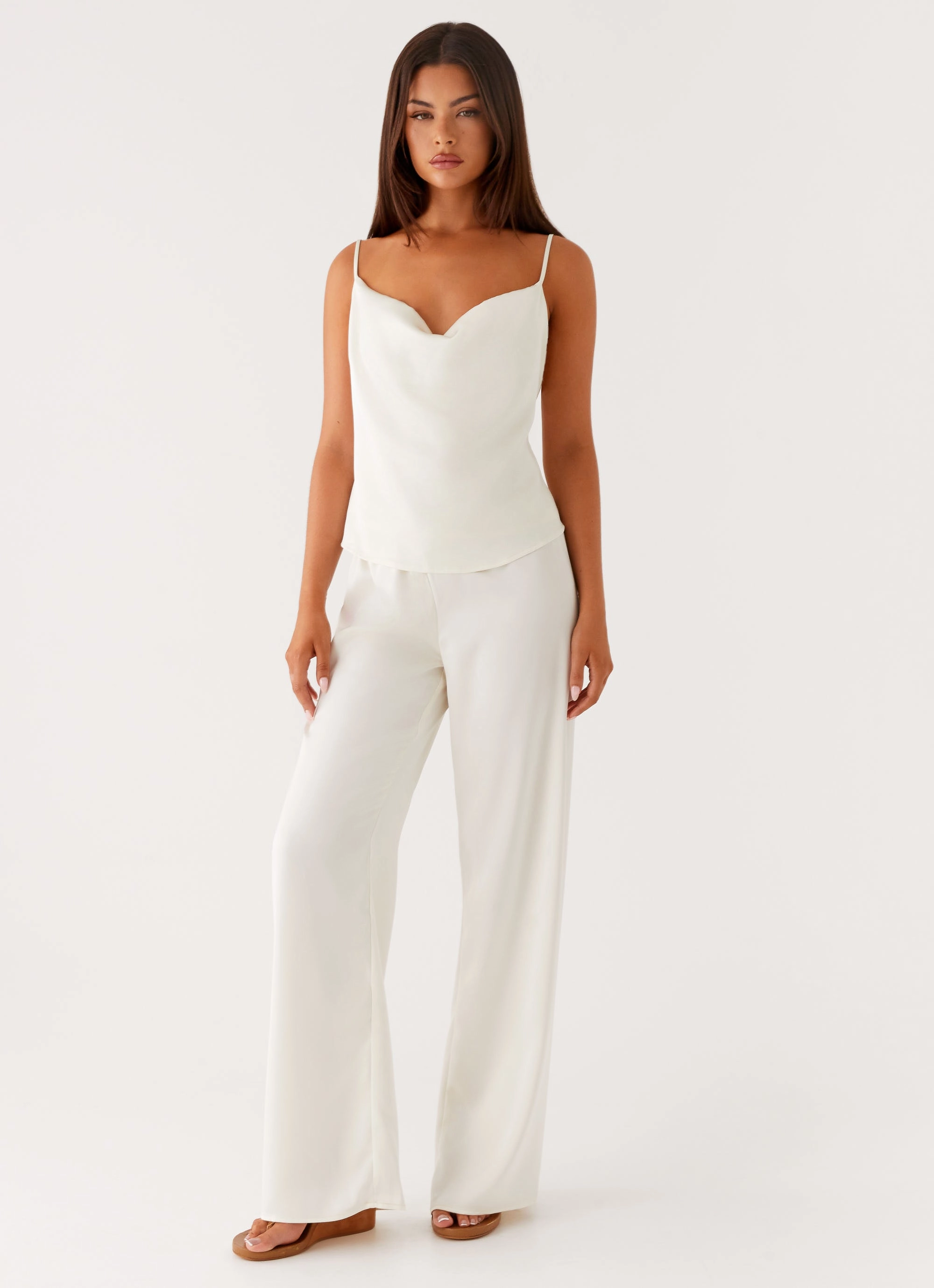 StaticResistantFabric MultiPanelBreathability Kaia Cowl Neck Top - Butter