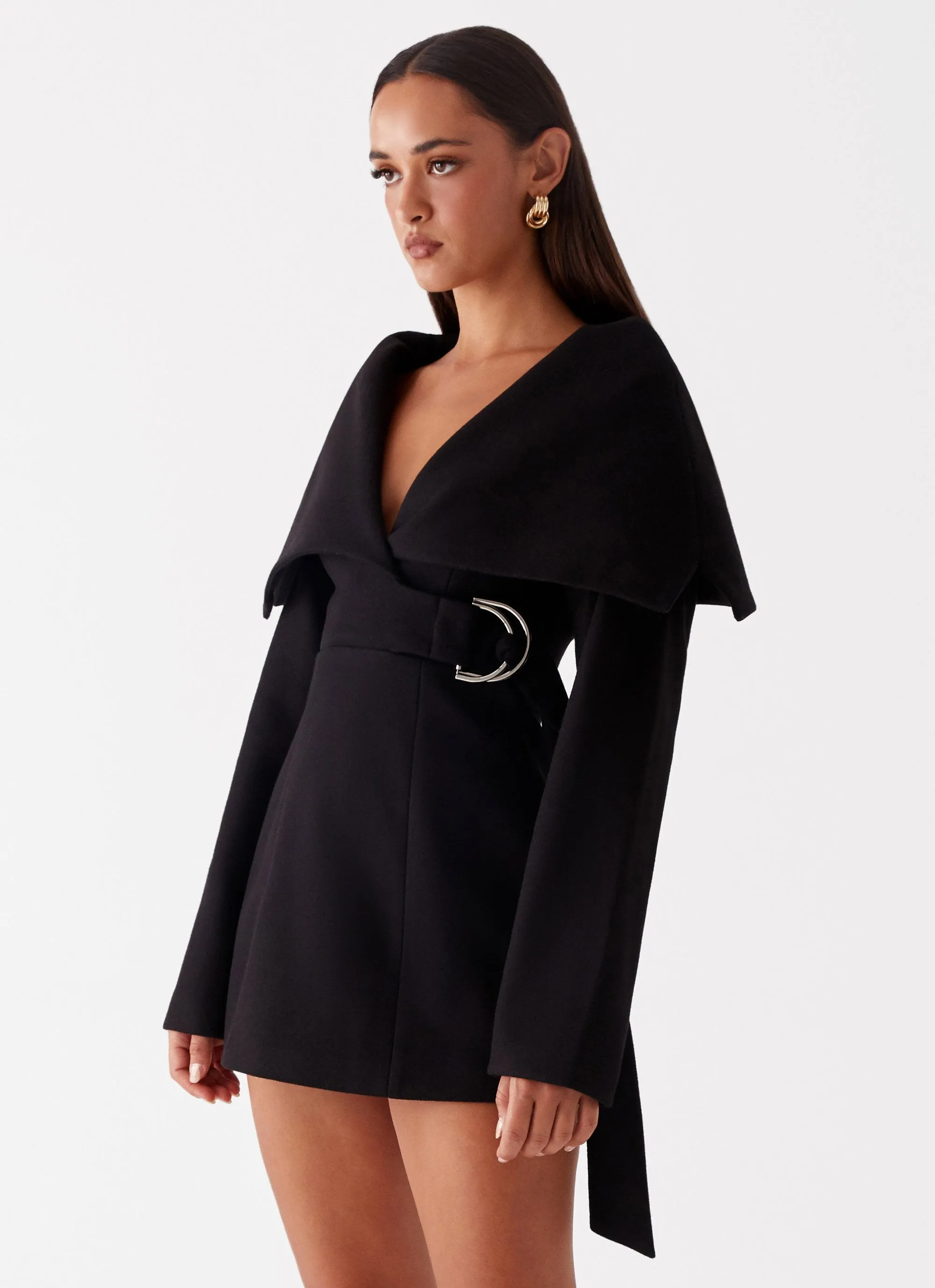 Kaide Mini Dress - Black Tiered-Skirt