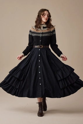 Kaite 18 |ruffled maxi wool skirt Biodegradable material AntiStatic Coating