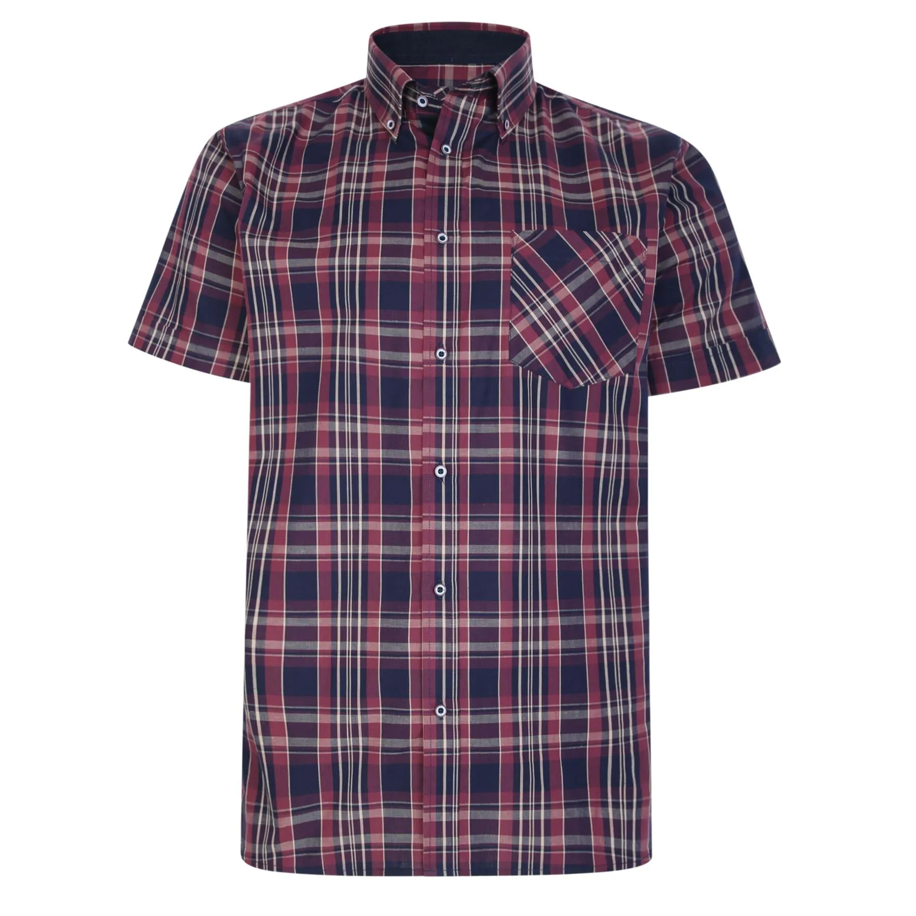 KAM Men's Short Sleeve Check Patterned Shirt Size 2XL to 8XL