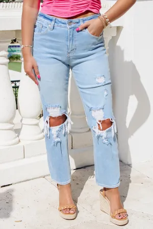 KanCan: Norrine High Rise Slim Straight Jeans - Lt. Wash