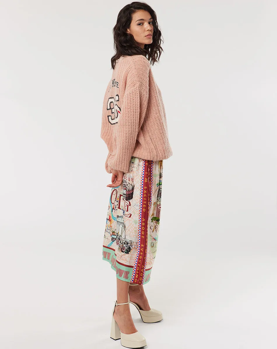 Kara Lace V-Neck Blush Sweater